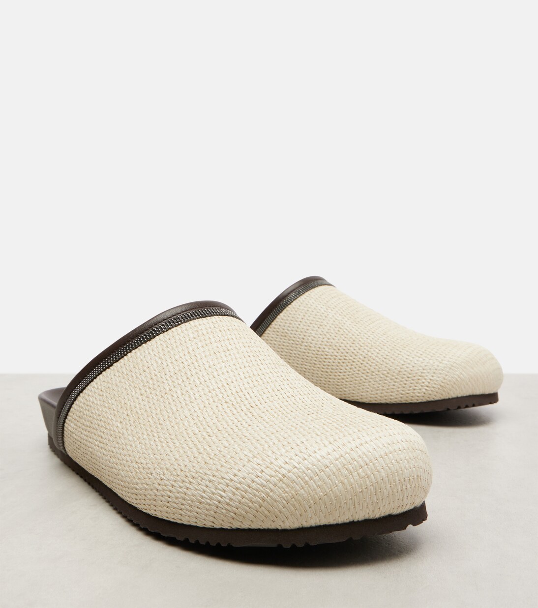 Monili leather-trimmed mules | Brunello Cucinelli