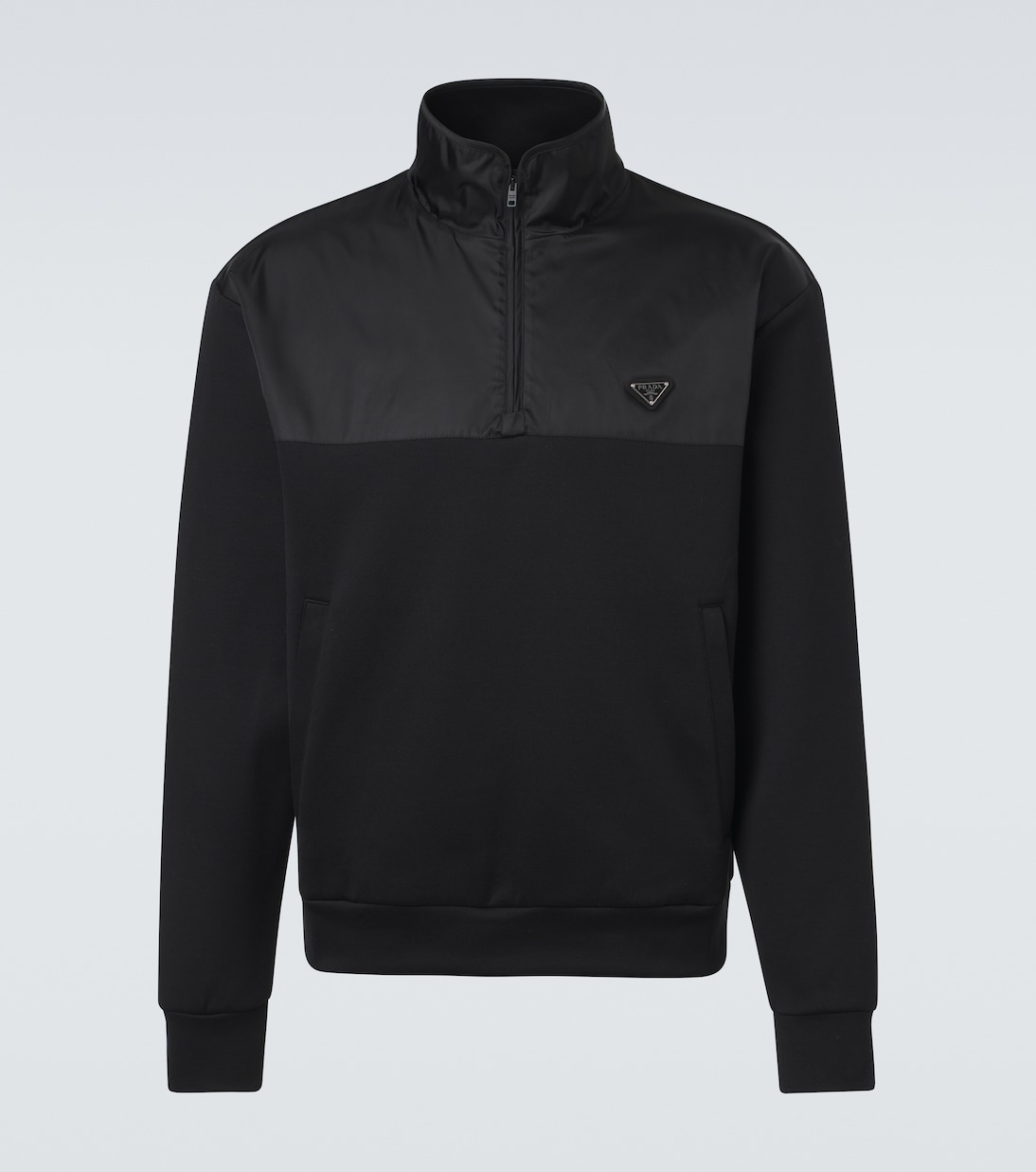 Cotton-blend fleece half-zip sweatshirt | Prada