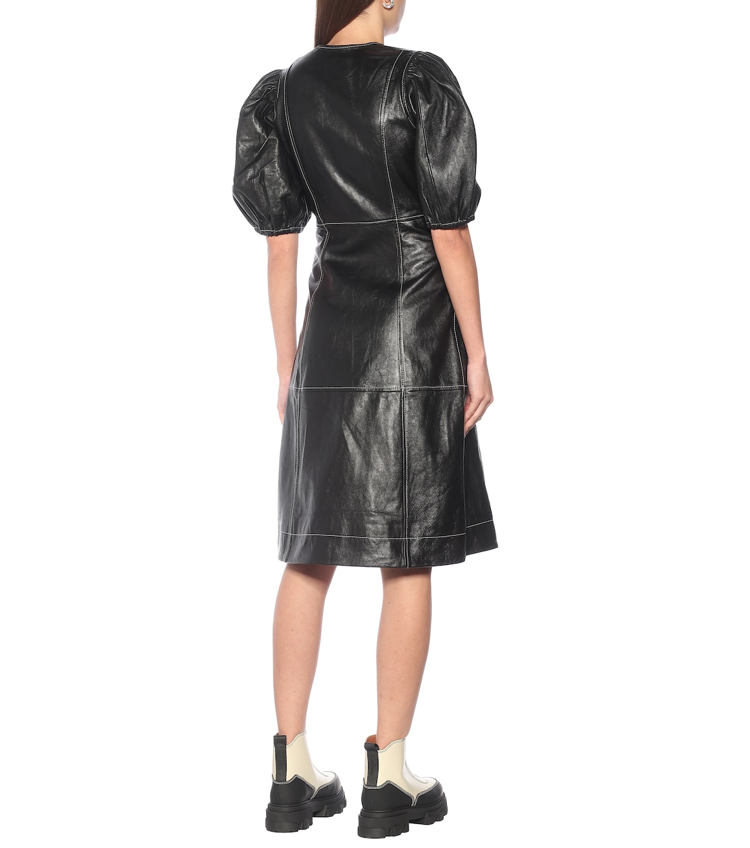 Vestido midi de piel | Ganni