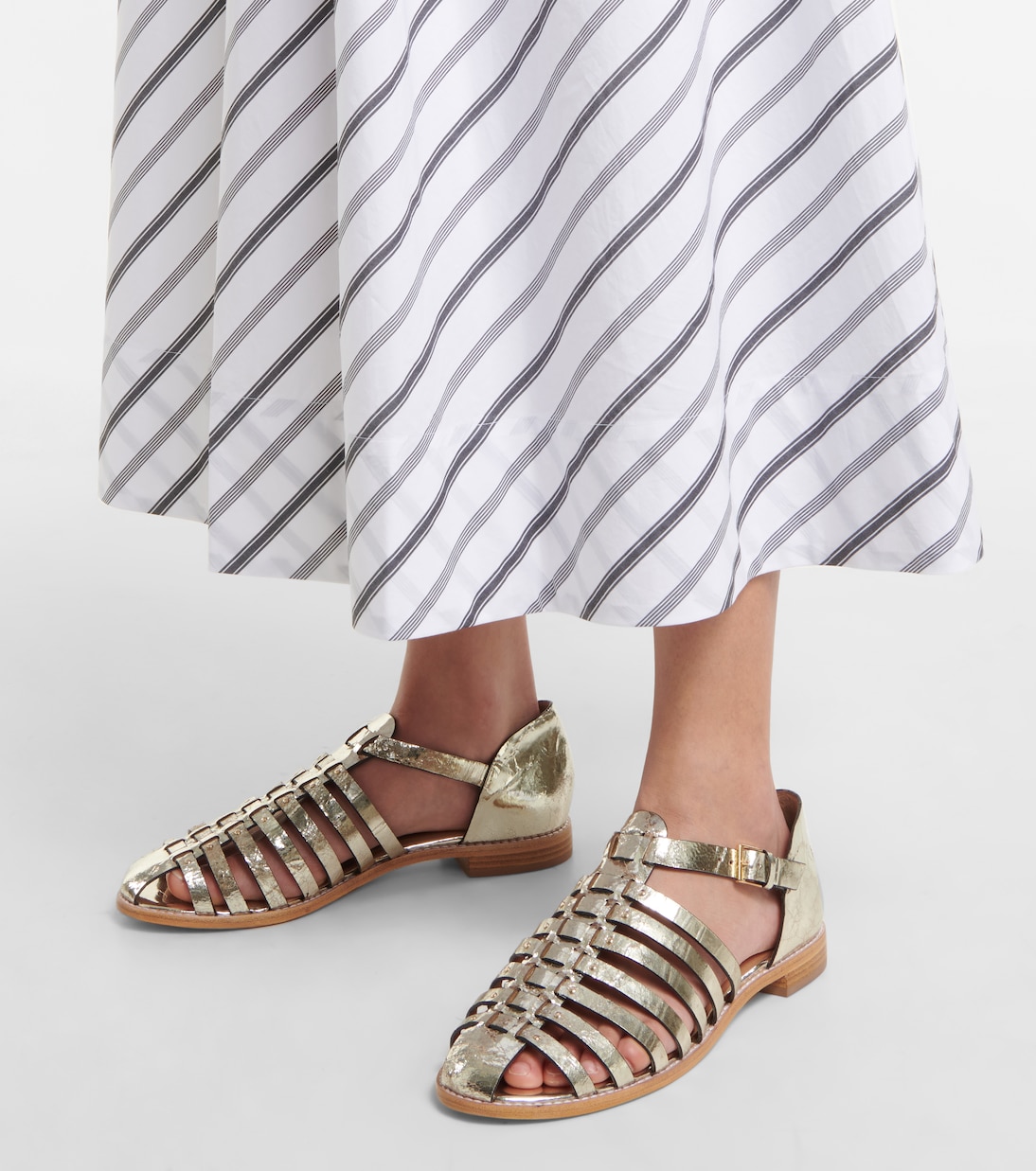 Metallic leather fisherman sandals | Tory Burch