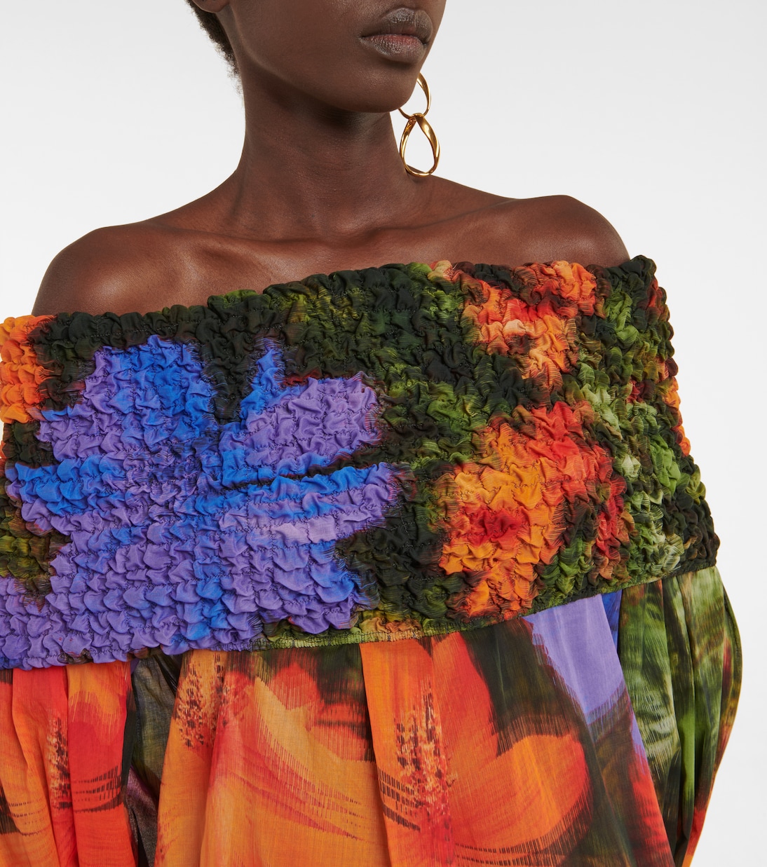 Abito midi in cotone a punto smock | Dries Van Noten