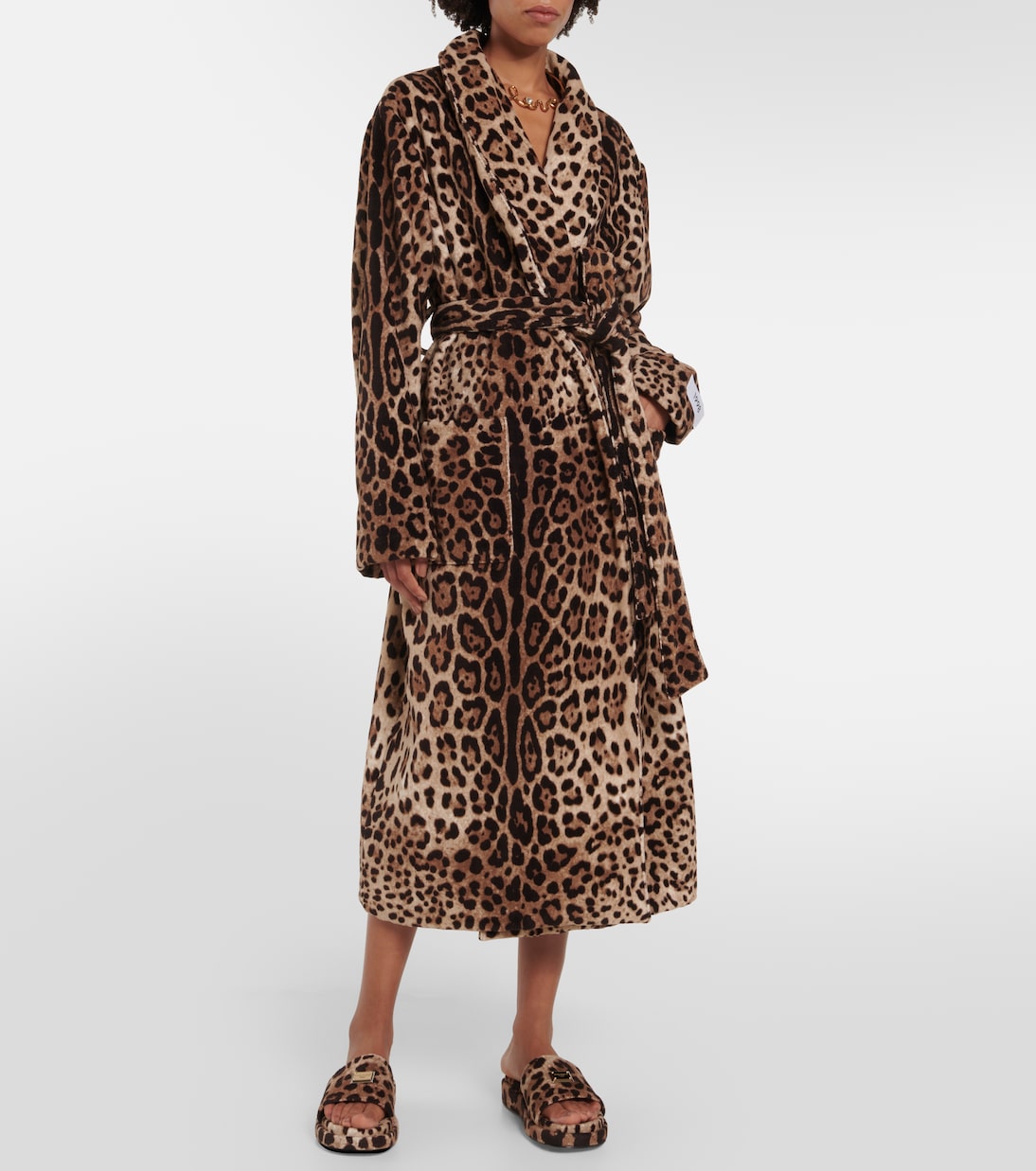 Logo leopard-print terrycloth slides | Dolce&Gabbana