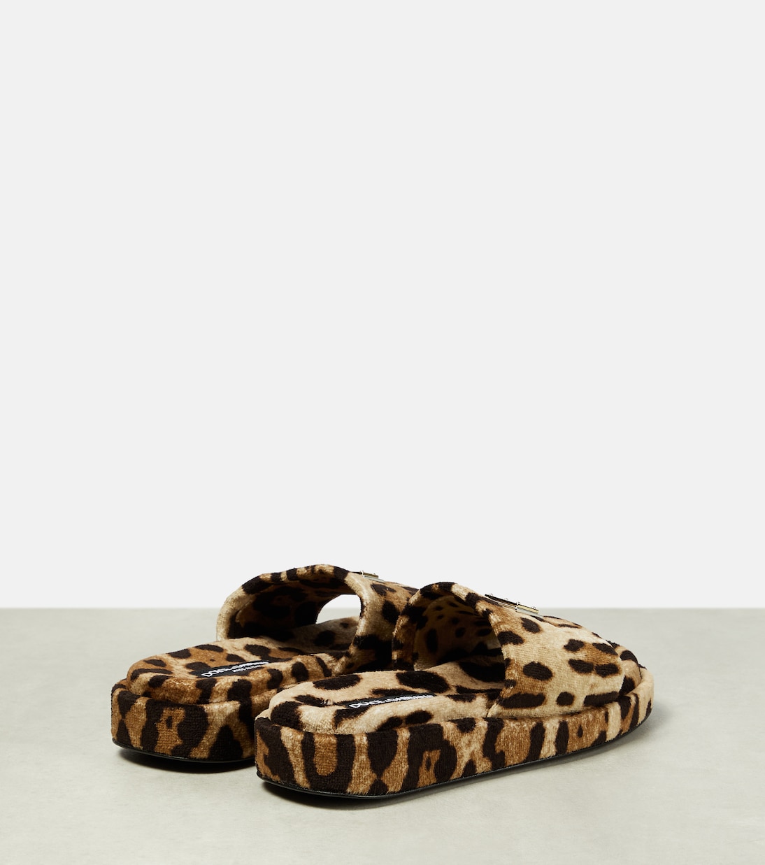 Logo leopard-print terrycloth slides | Dolce&Gabbana