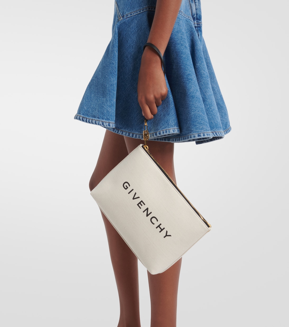 Logo cotton-blend canvas clutch | Givenchy