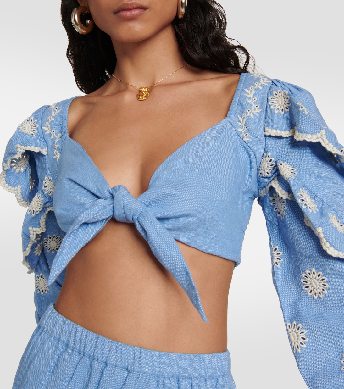 Cropped-Top Milanti aus Baumwolle und Leinen | LoveShackFancy
