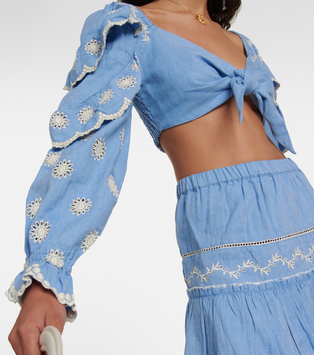 Cropped-Top Milanti aus Baumwolle und Leinen | LoveShackFancy