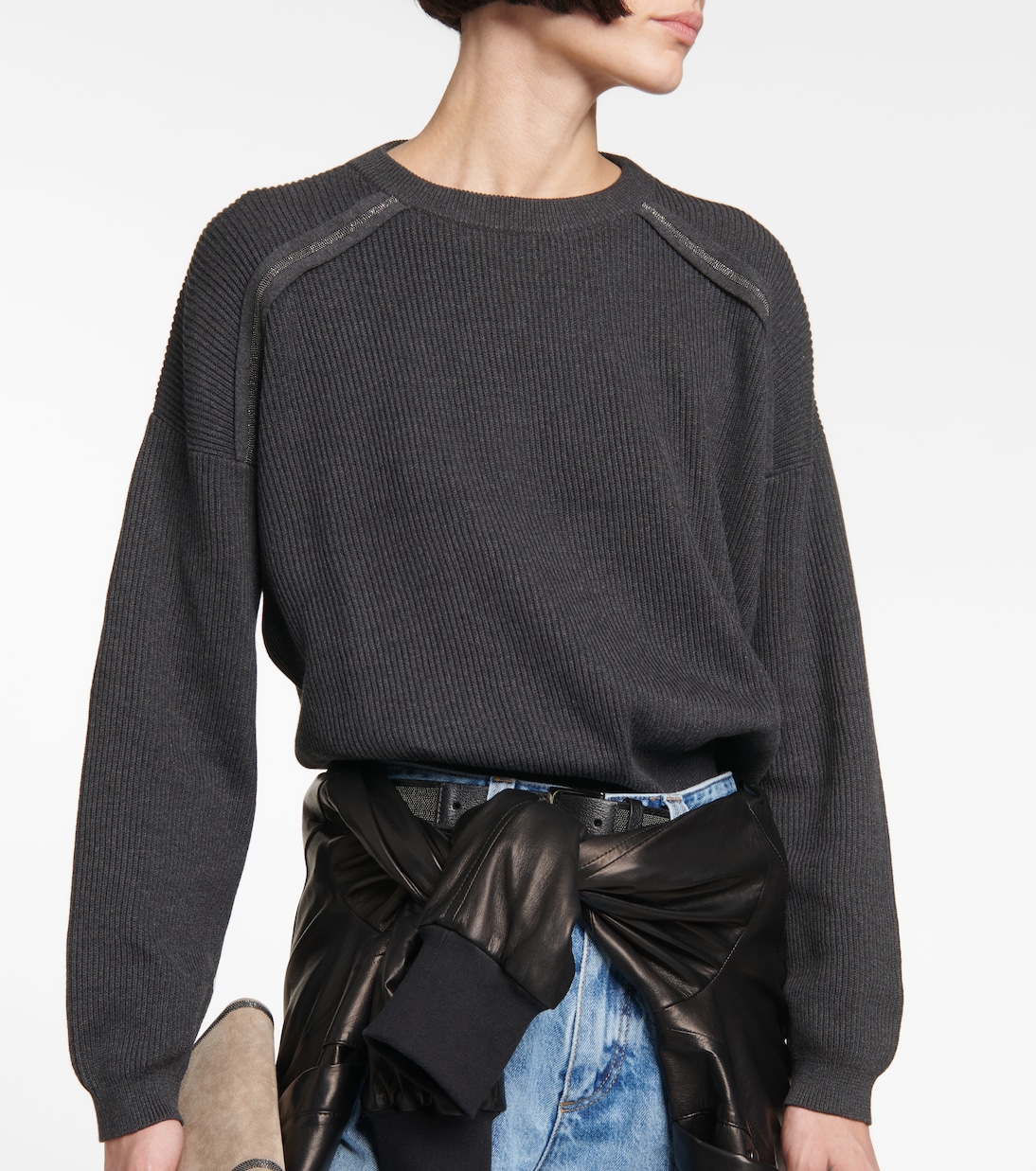 Embellished cotton sweater | Brunello Cucinelli