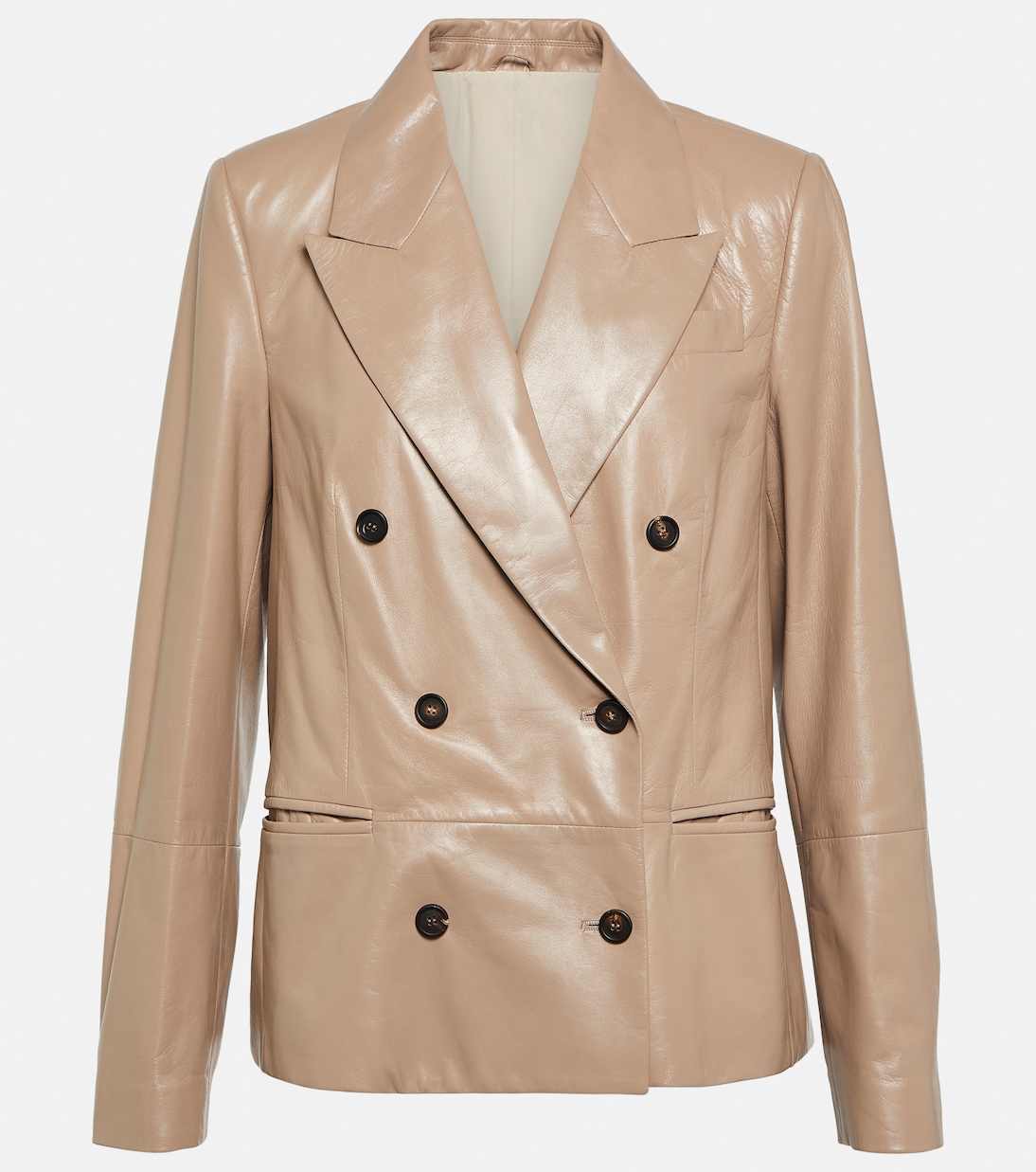 Blazer doppiopetto in pelle | Brunello Cucinelli