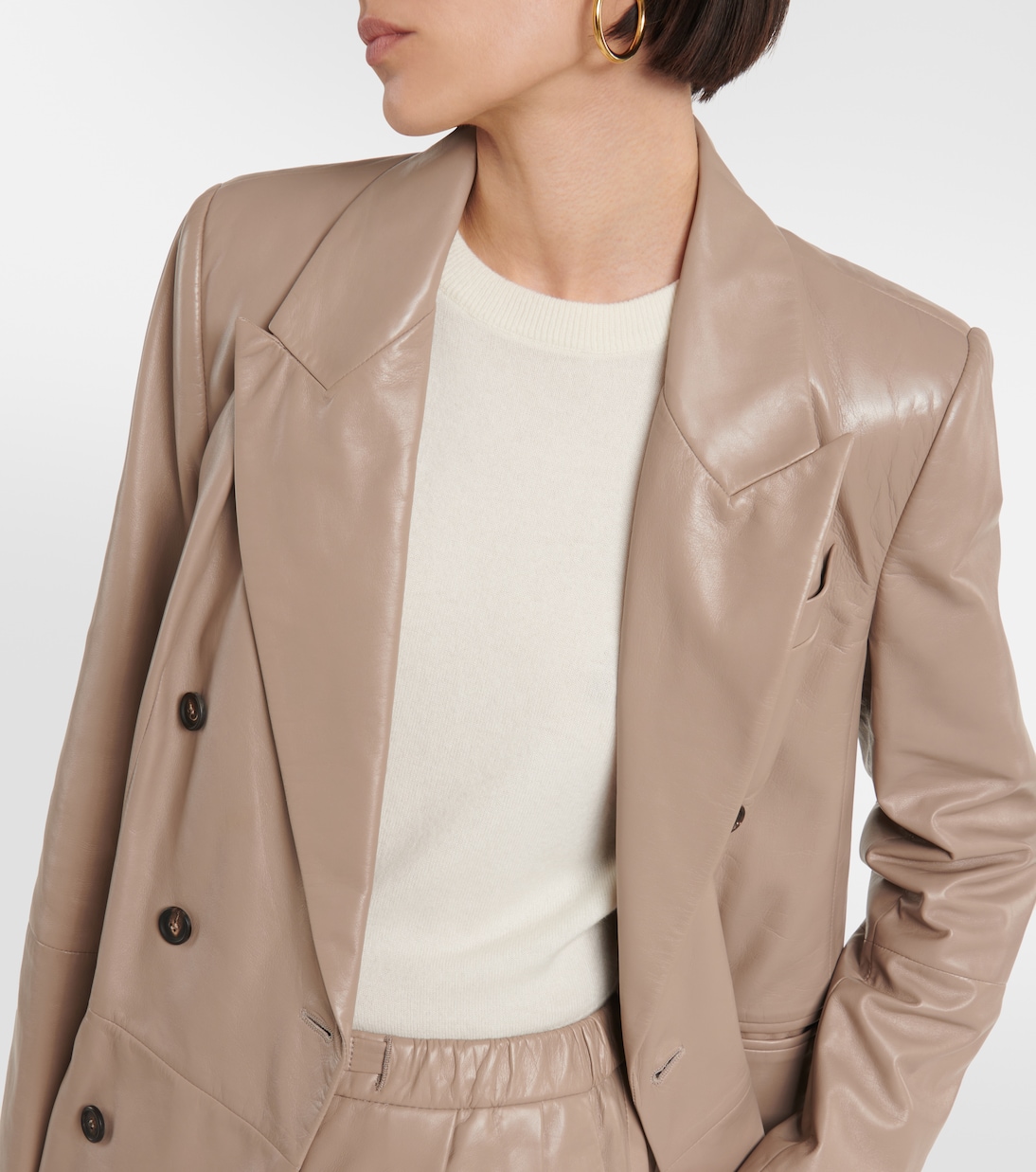 Blazer doppiopetto in pelle | Brunello Cucinelli