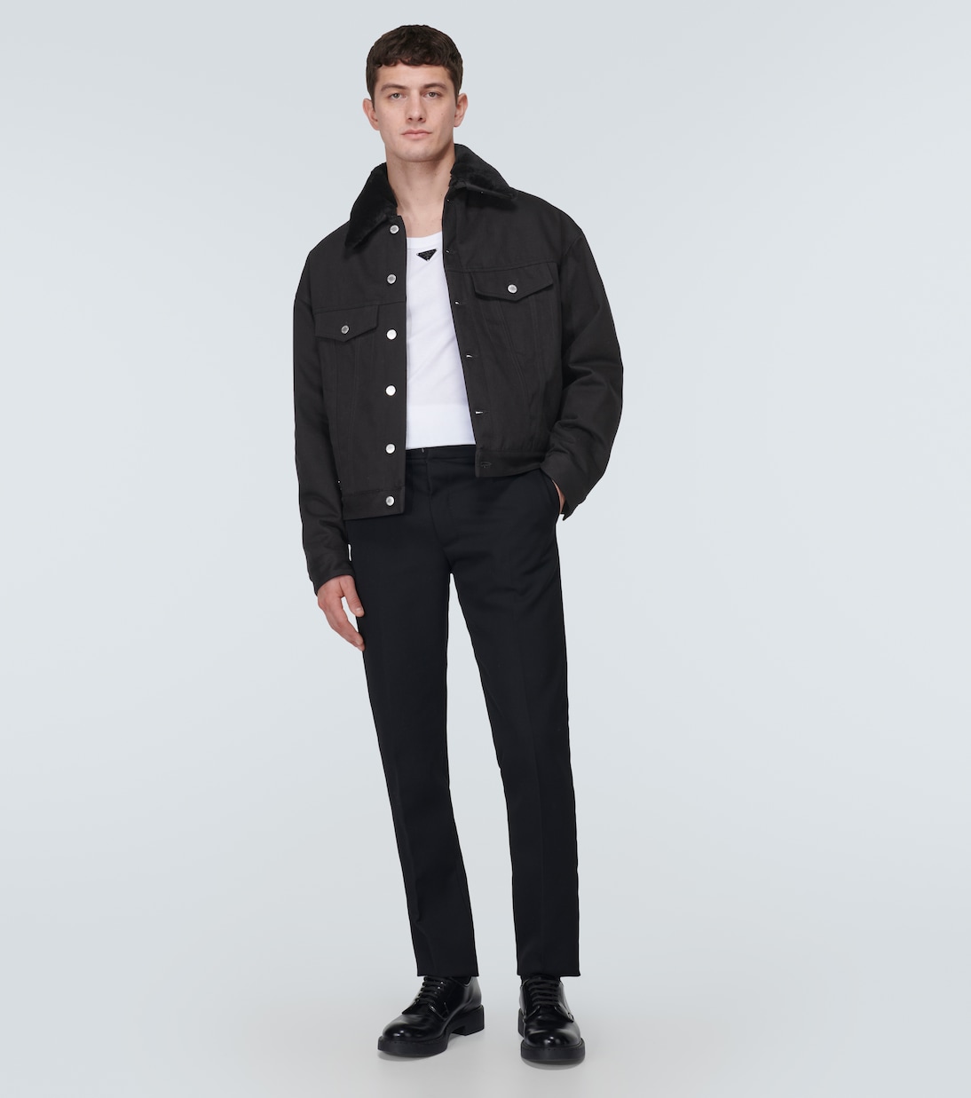 Jeansjacke mit Shearling | Prada