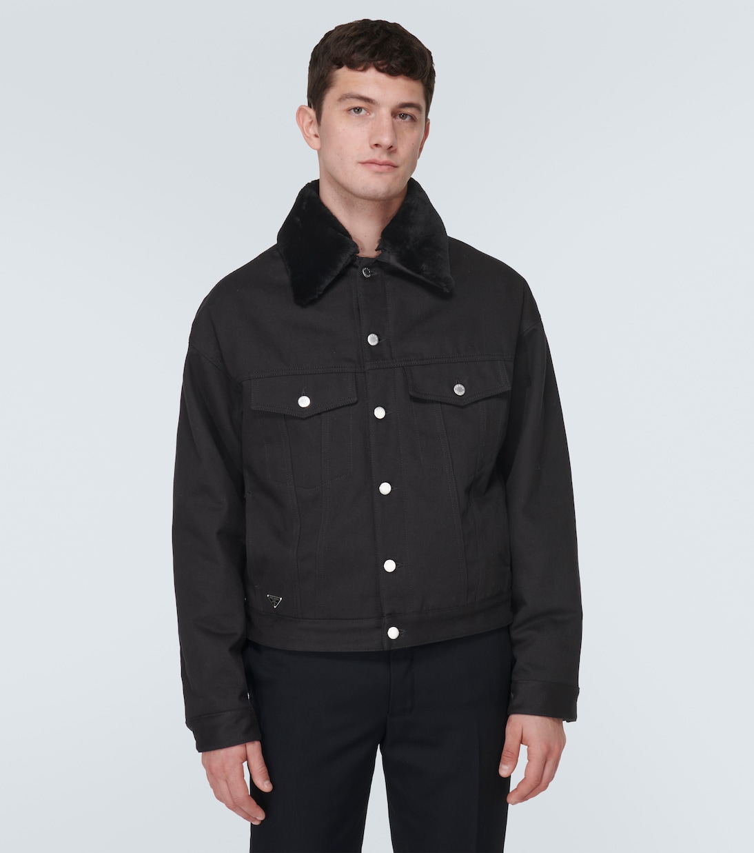 Jeansjacke mit Shearling | Prada