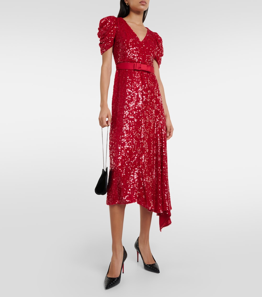 Robe midi asymétrique à sequins | Erdem