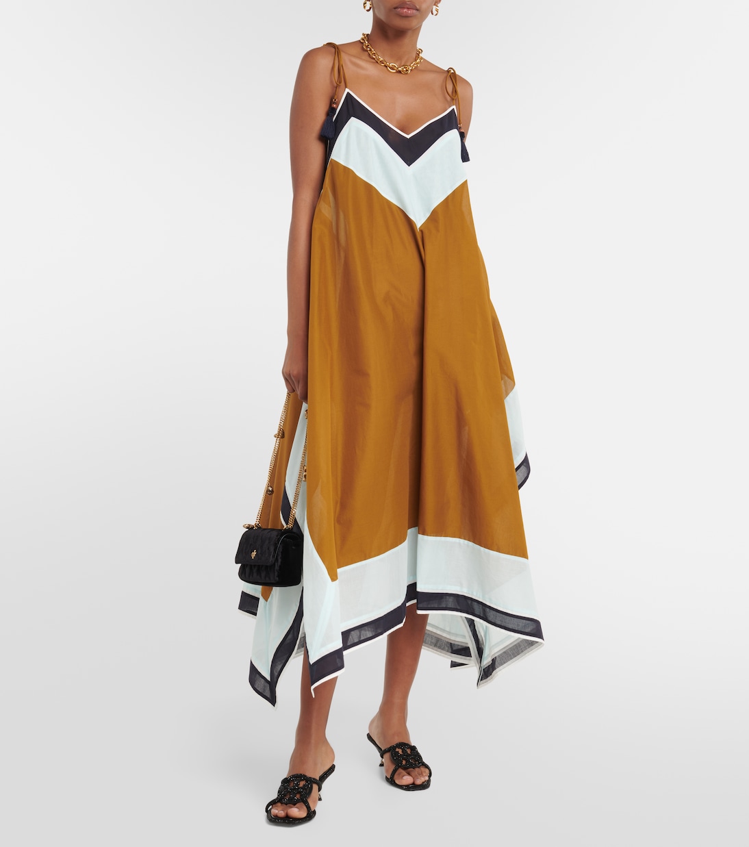Colorblocked cotton maxi dress | Tory Burch