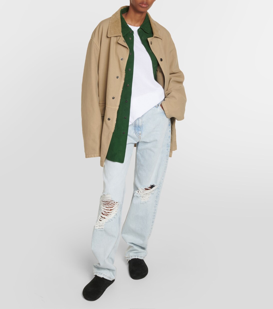 Burty mid-rise distressed straight jeans | The Row