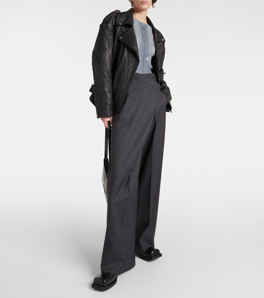 Asymmetric mid-rise wide-leg pants | Acne Studios
