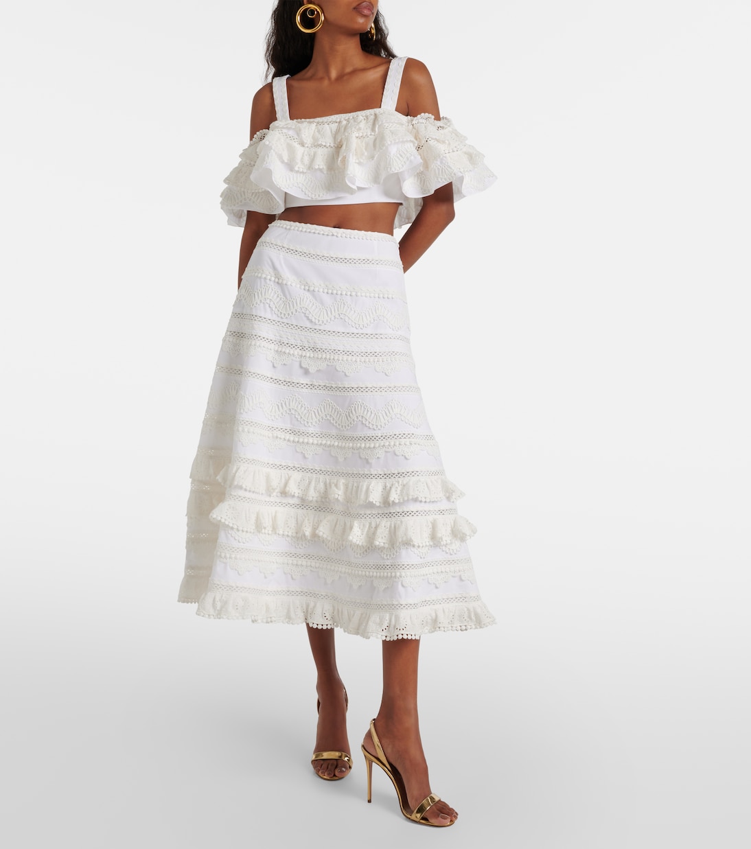 Top cropped con volant | Carolina Herrera