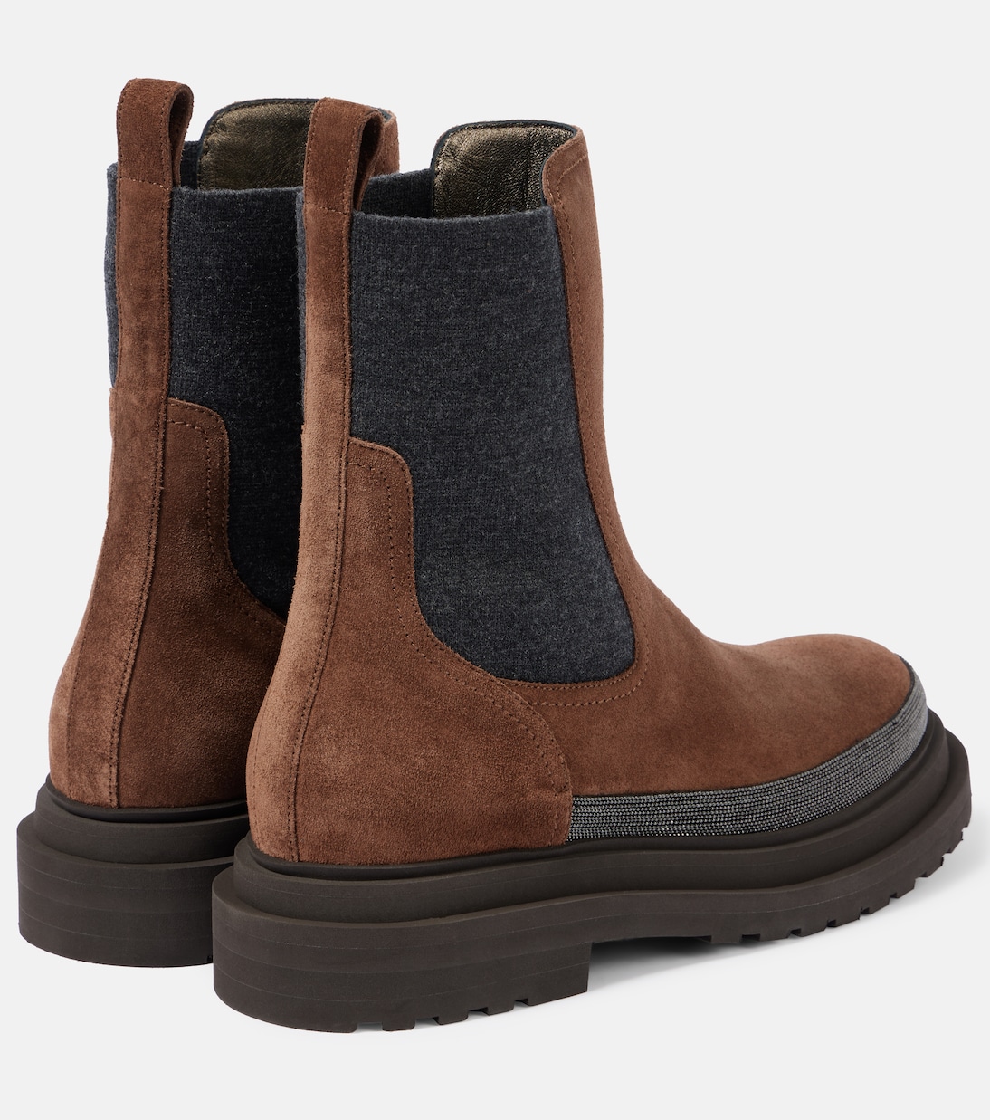 Verzierte Chelsea Boots aus Veloursleder | Brunello Cucinelli