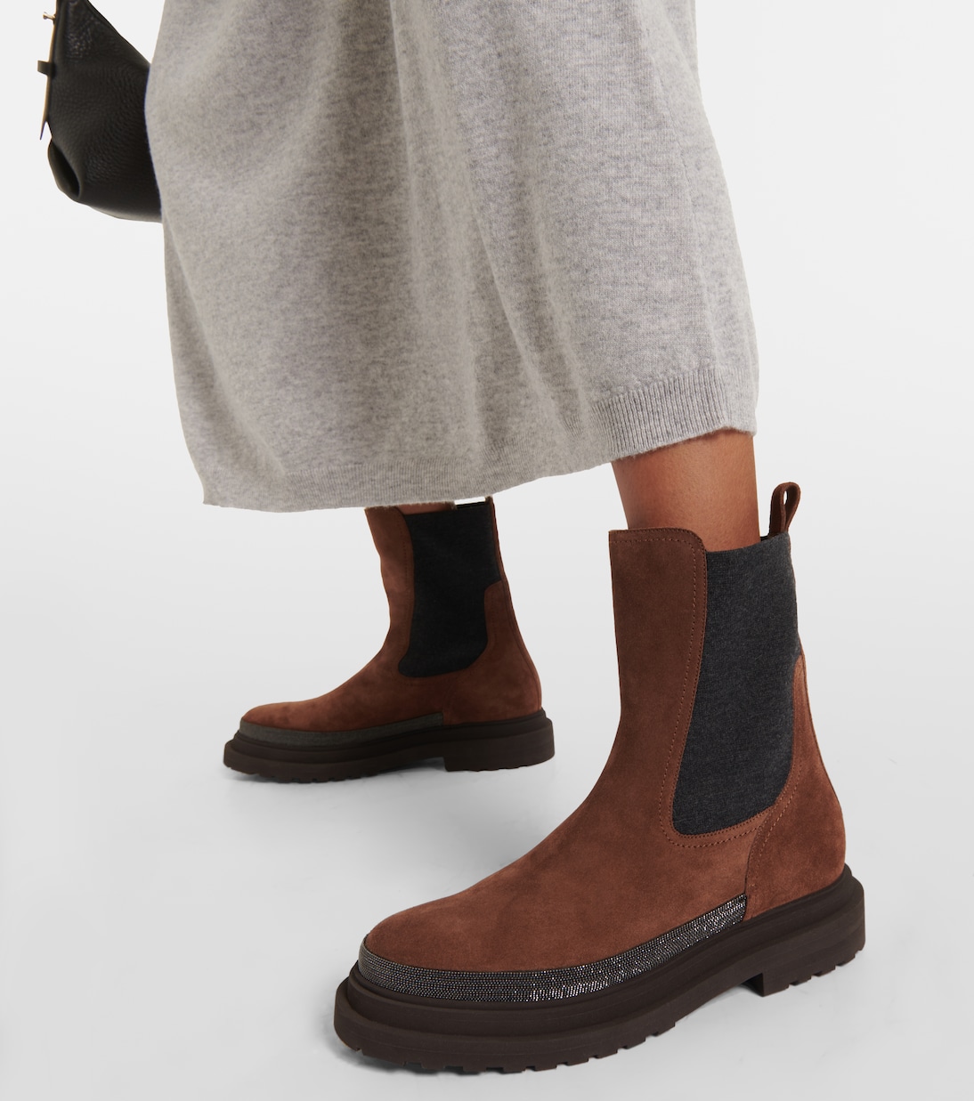 Verzierte Chelsea Boots aus Veloursleder | Brunello Cucinelli