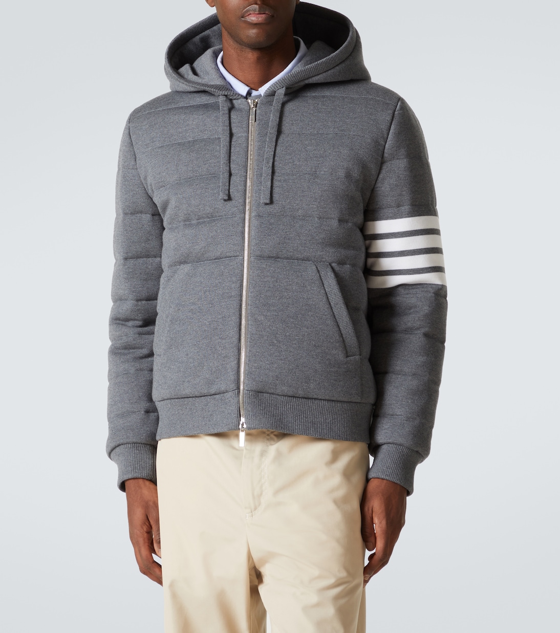 Felpa 4-Bar in lana vergine con zip | Thom Browne