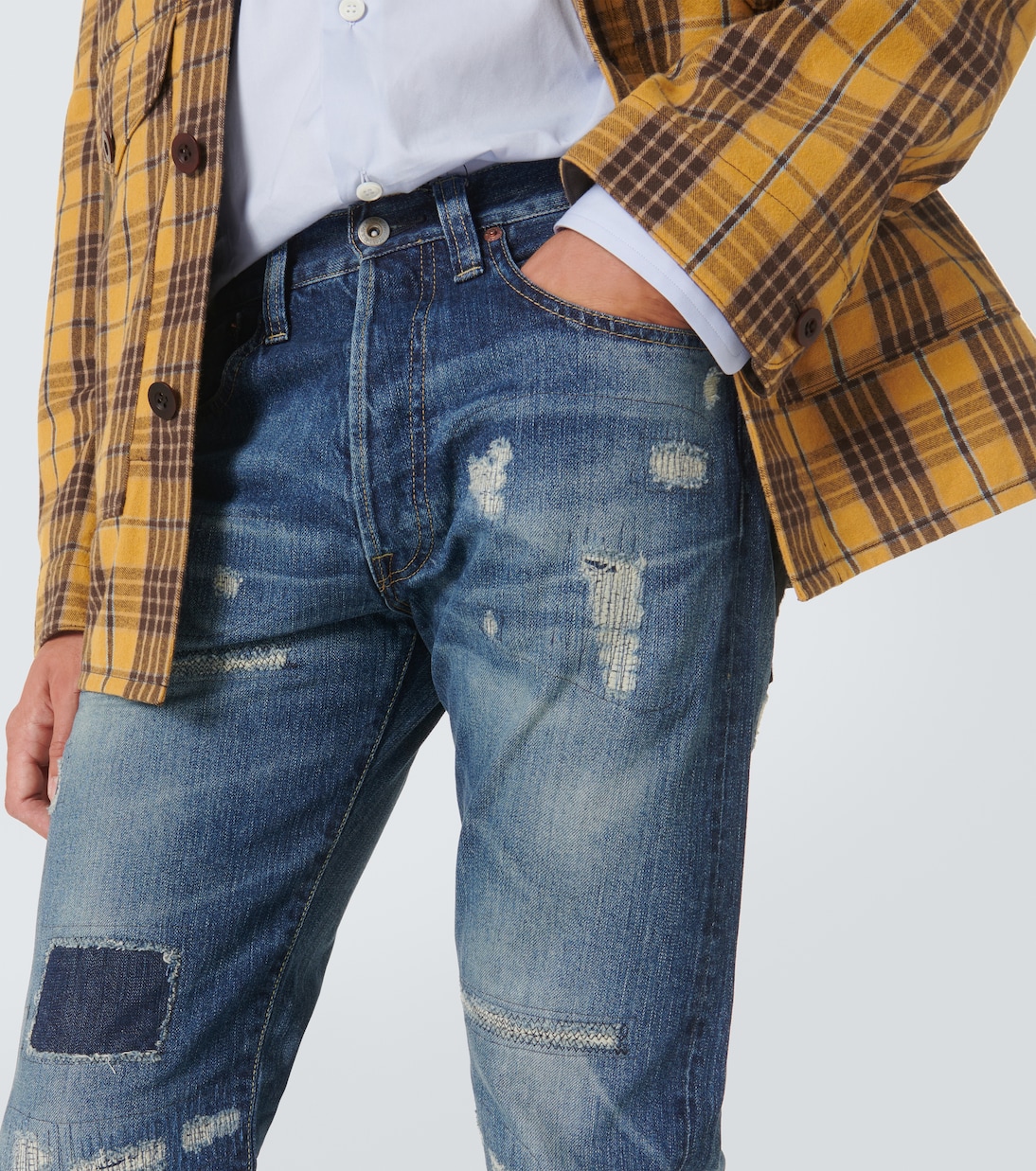 Jeans rectos con efecto desgastado | Junya Watanabe