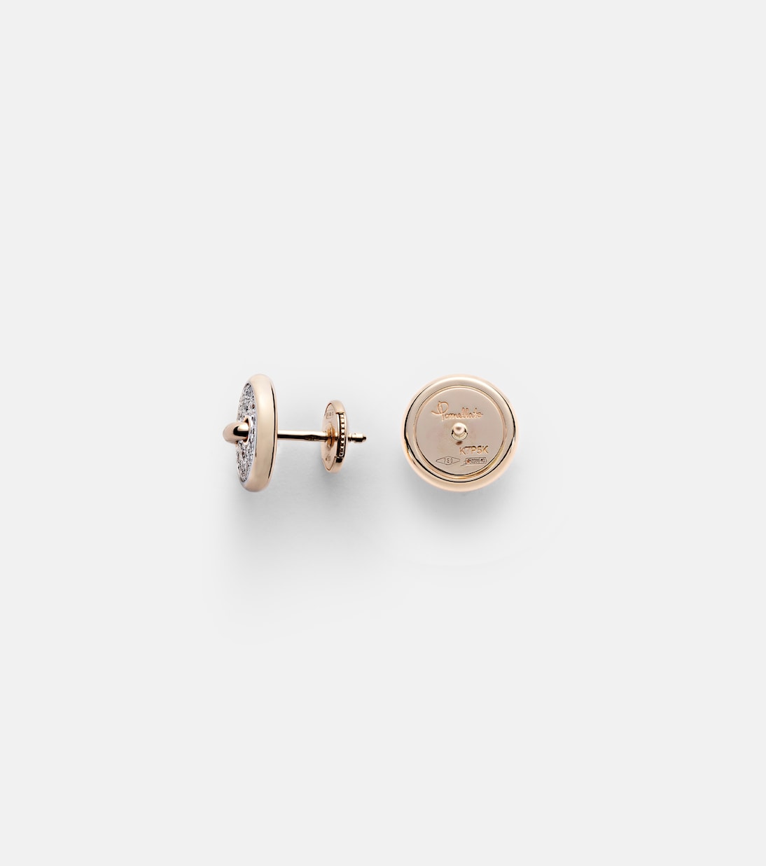Boucles d'oreilles Pom Pom Dot en rhodium plaqué or rose 18 ct et diamants | Pomellato