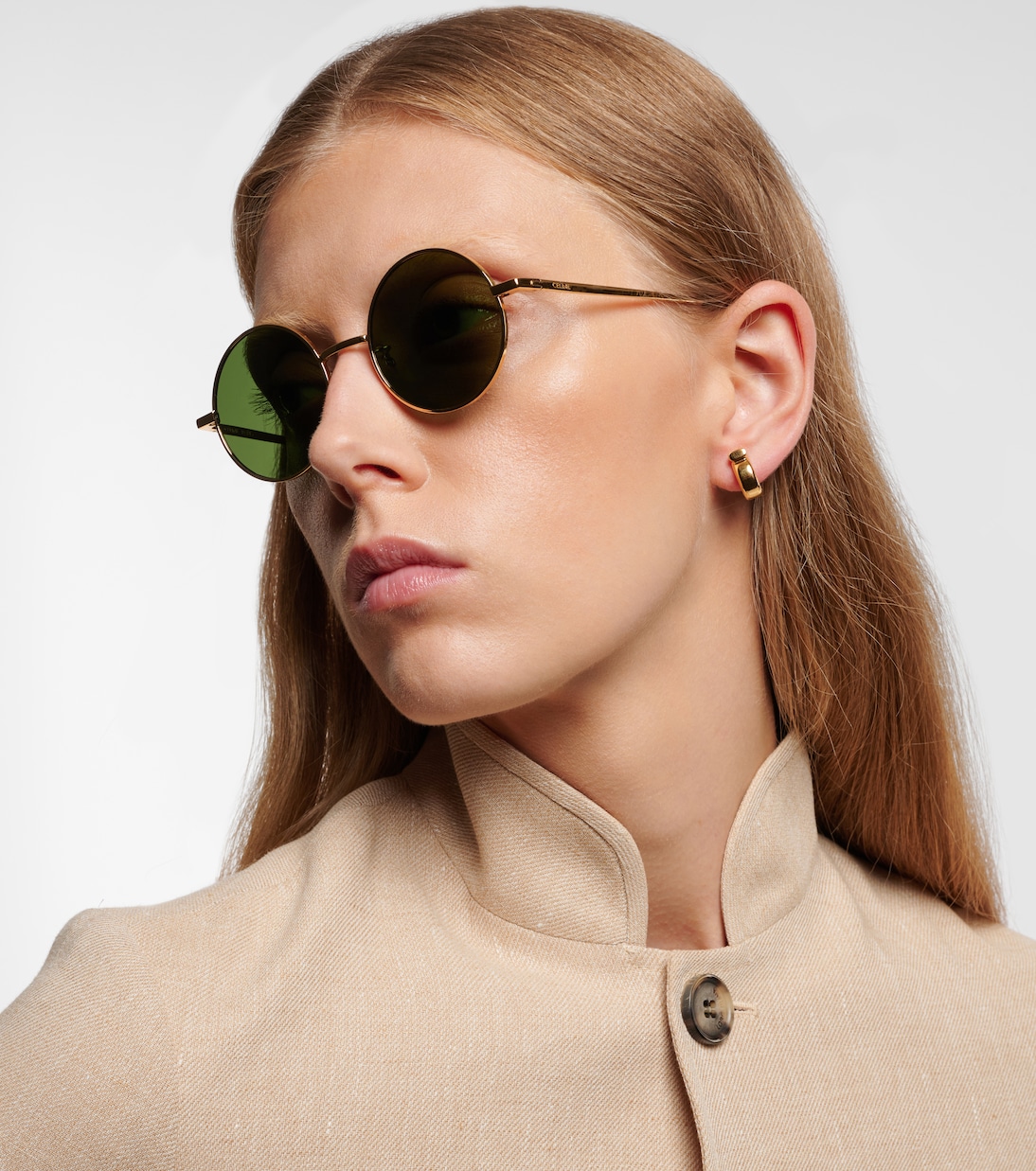 Round sunglasses in gold Celine Eyewear Mytheresa