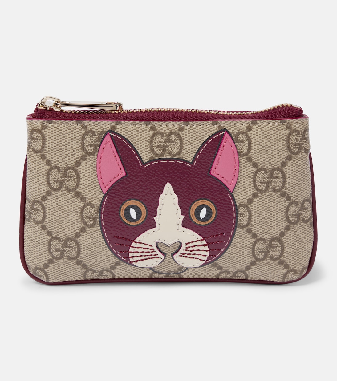 Bustina portachiavi in pelle GG con stampa | Gucci