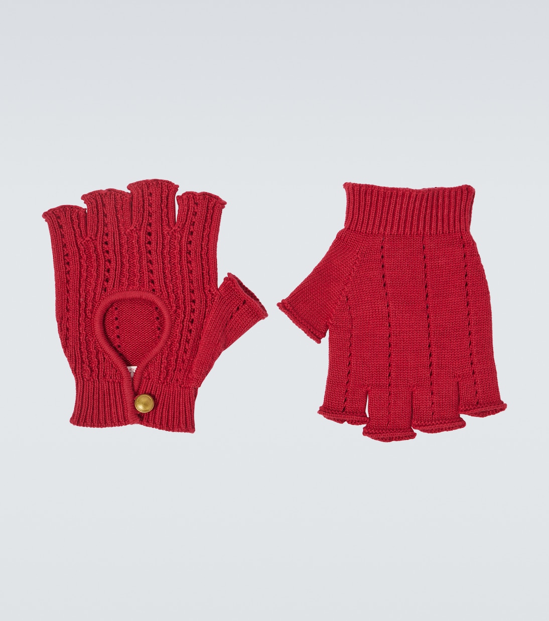 Ribbed-knit cotton fingerless gloves | Valentino Garavani