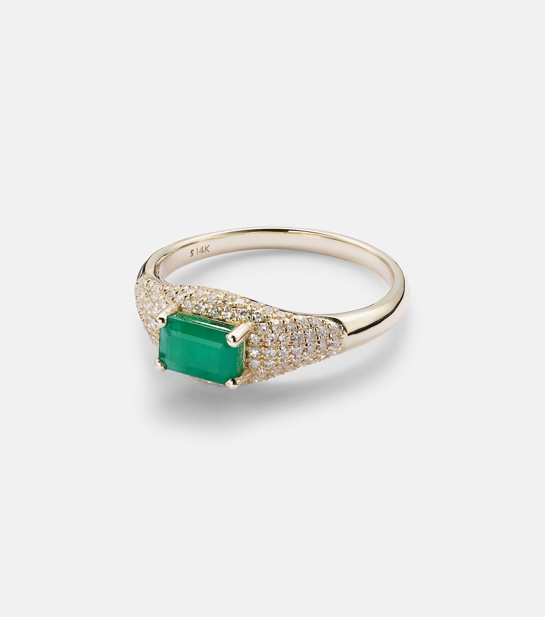 Bague en or 14 ct, émeraude et diamants | Stone and Strand