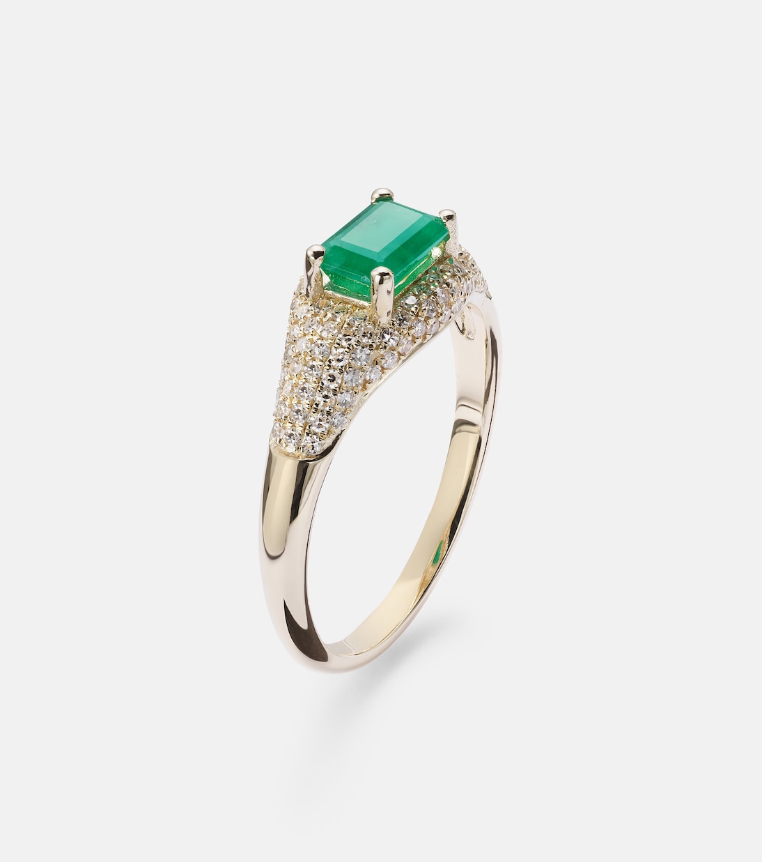 Bague en or 14 ct, émeraude et diamants | Stone and Strand
