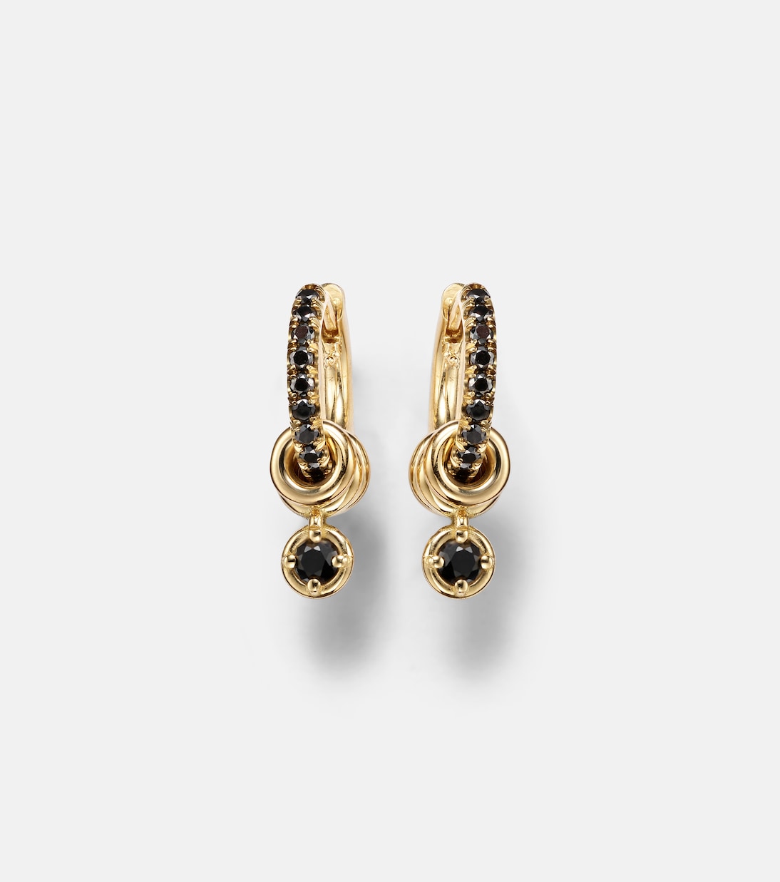 Orecchini a cerchio in oro 18kt con diamanti neri - Zahra di Spinelli Kilcollin