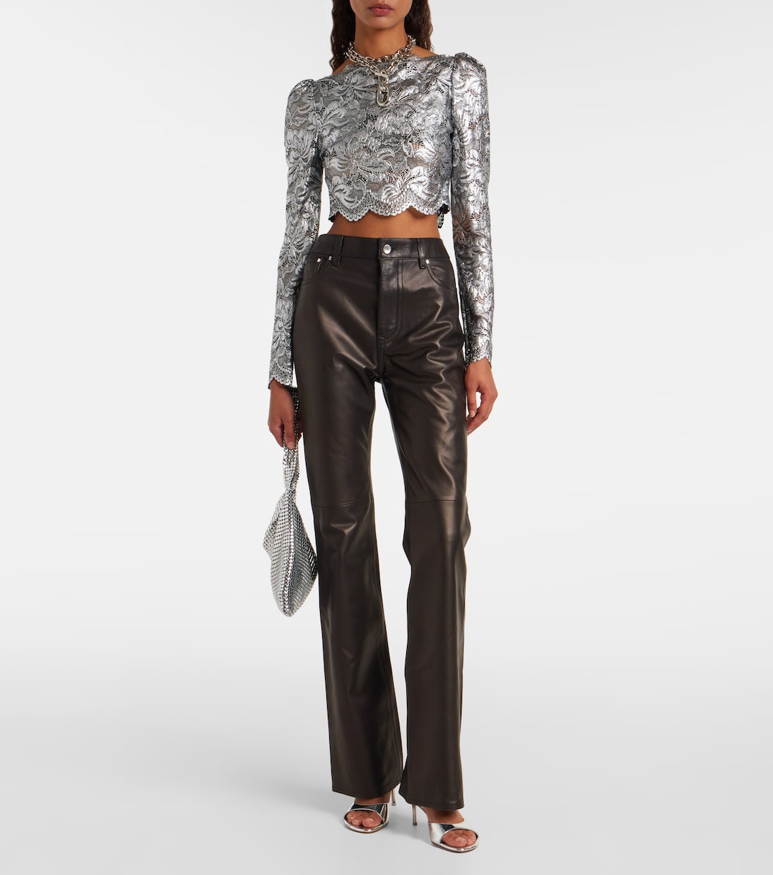 Pantalones flared de piel | Rabanne