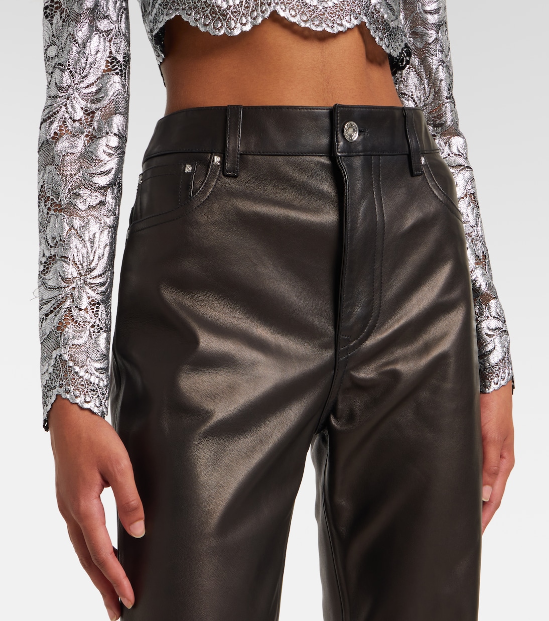 Pantalones flared de piel | Rabanne