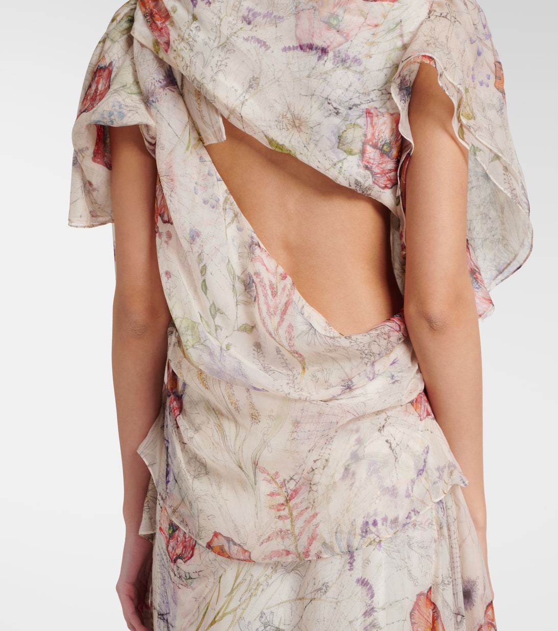 Floral asymmetric silk chiffon gown | McQueen