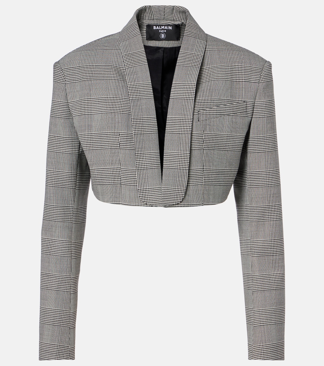 Houndstooth cropped wool-blend blazer | Balmain