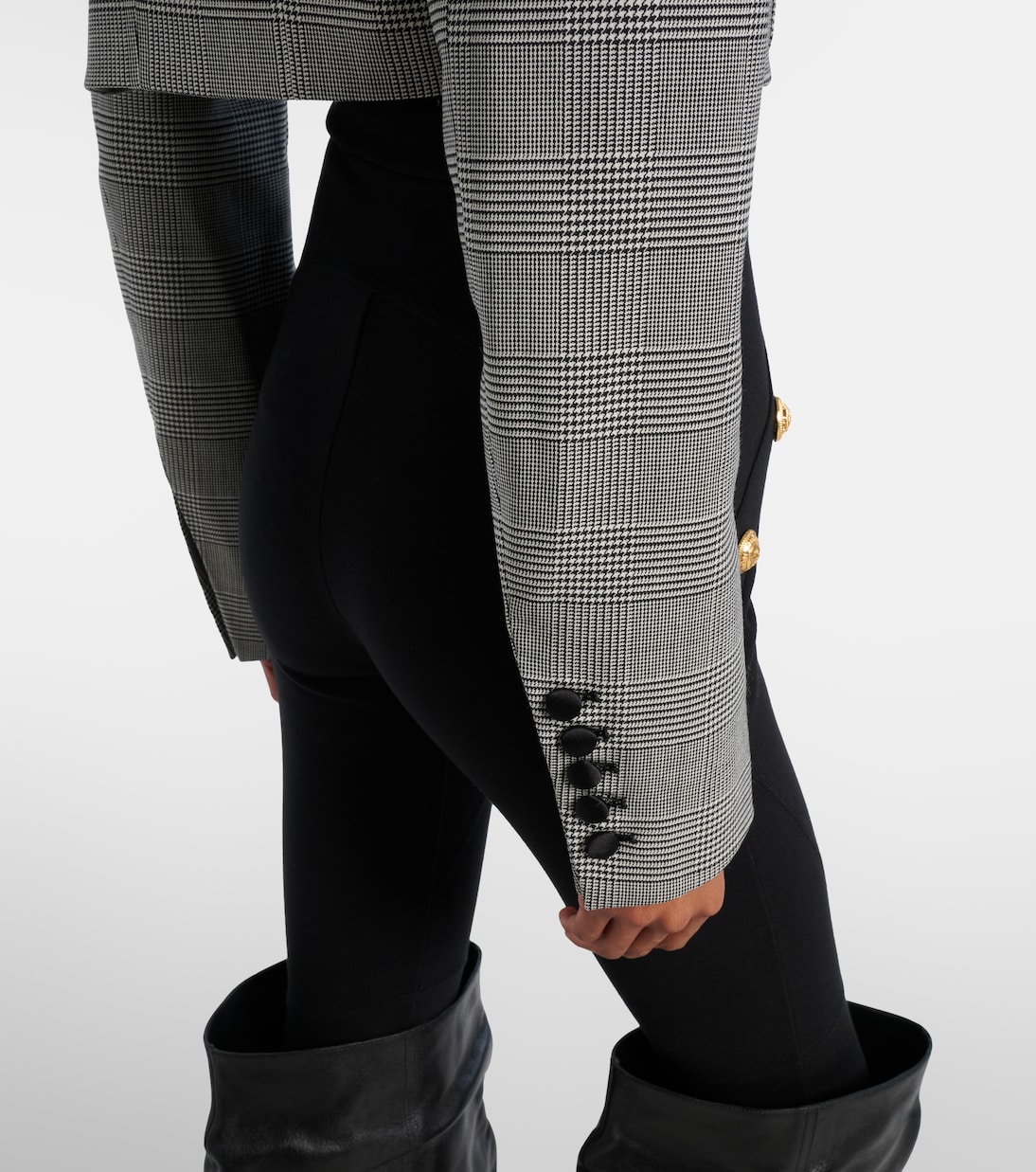 Houndstooth cropped wool-blend blazer | Balmain