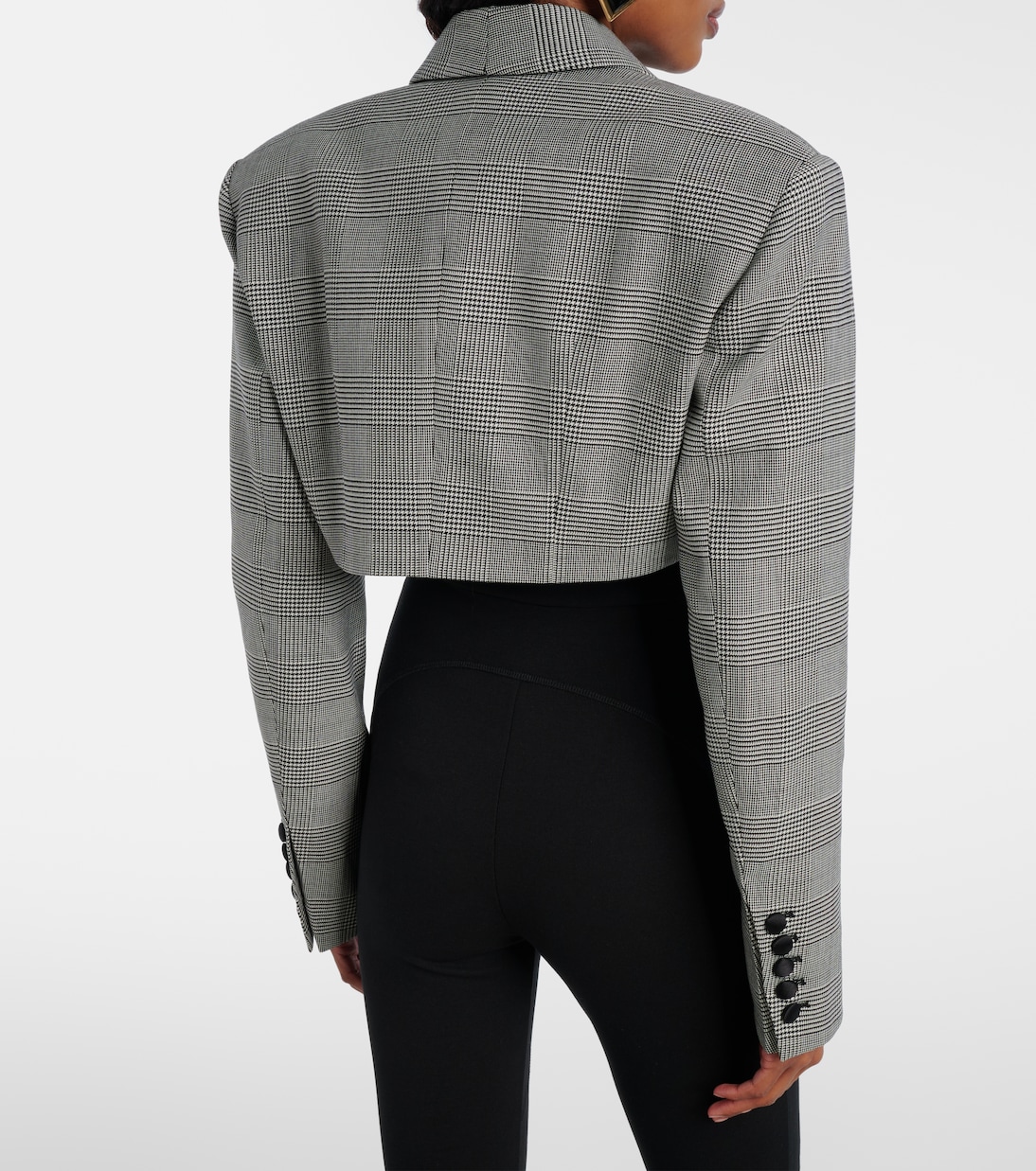 Houndstooth cropped wool-blend blazer | Balmain