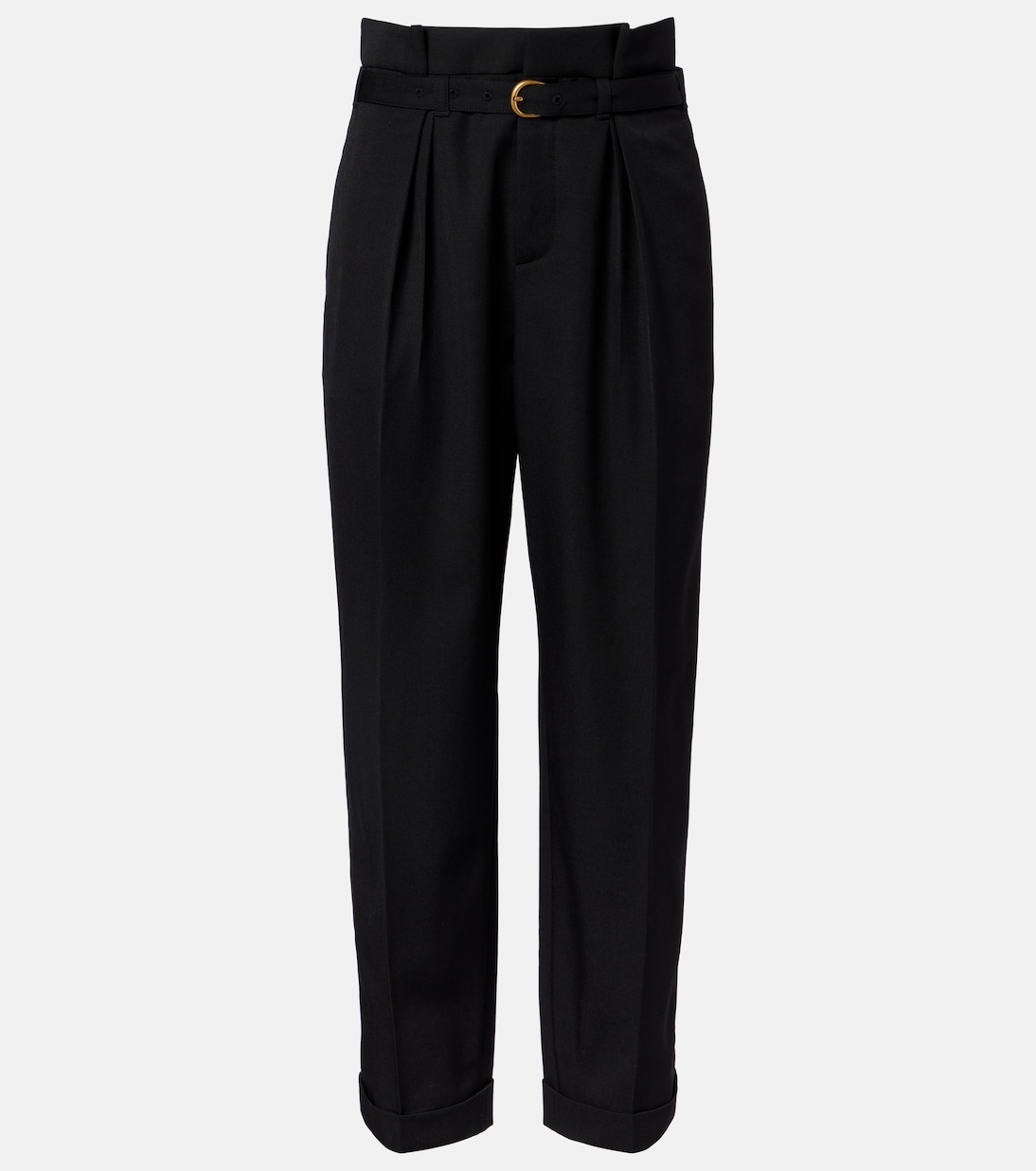 Belted pleated virgin wool tapered pants | Chloé