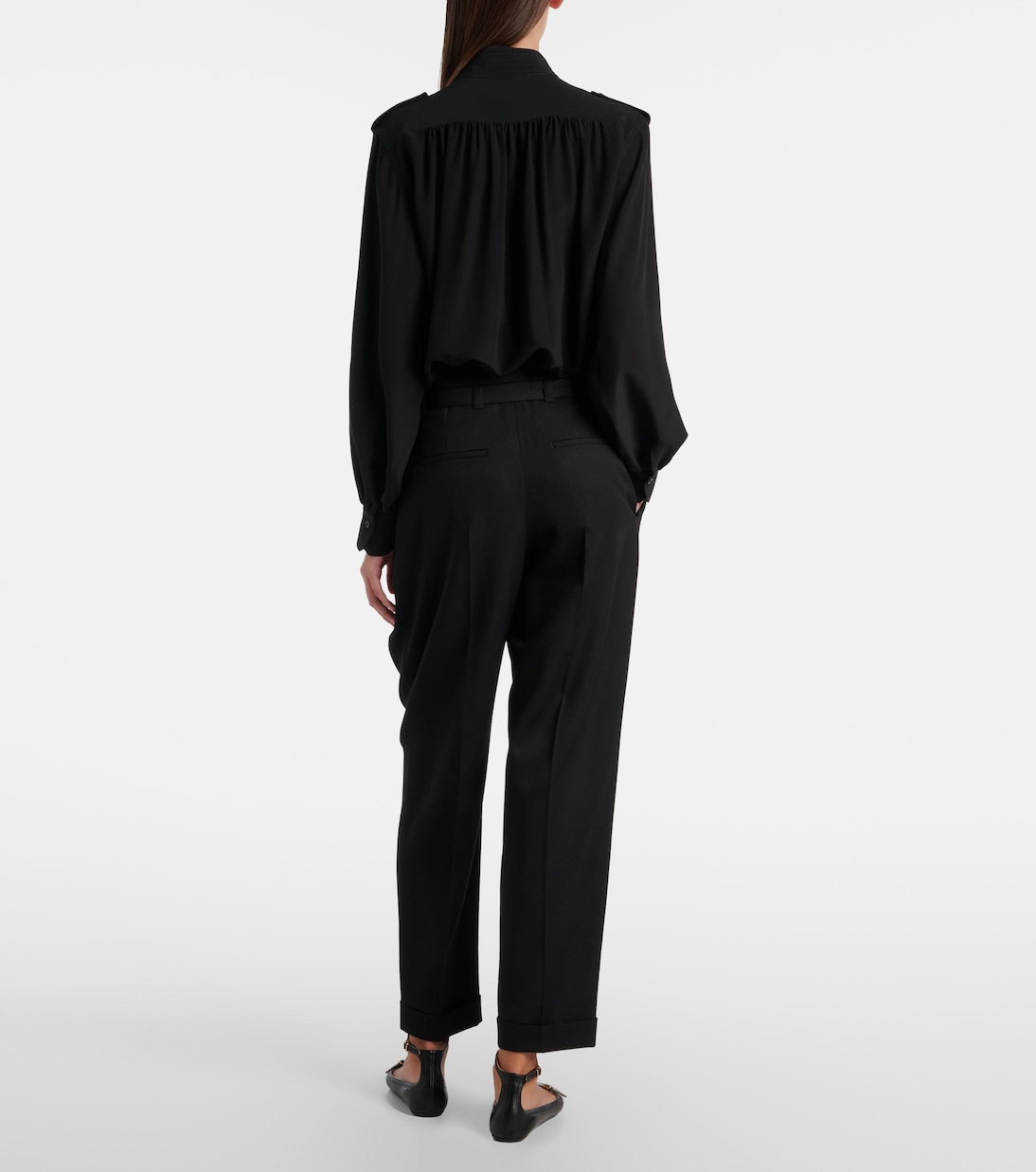 Belted pleated virgin wool tapered pants | Chloé
