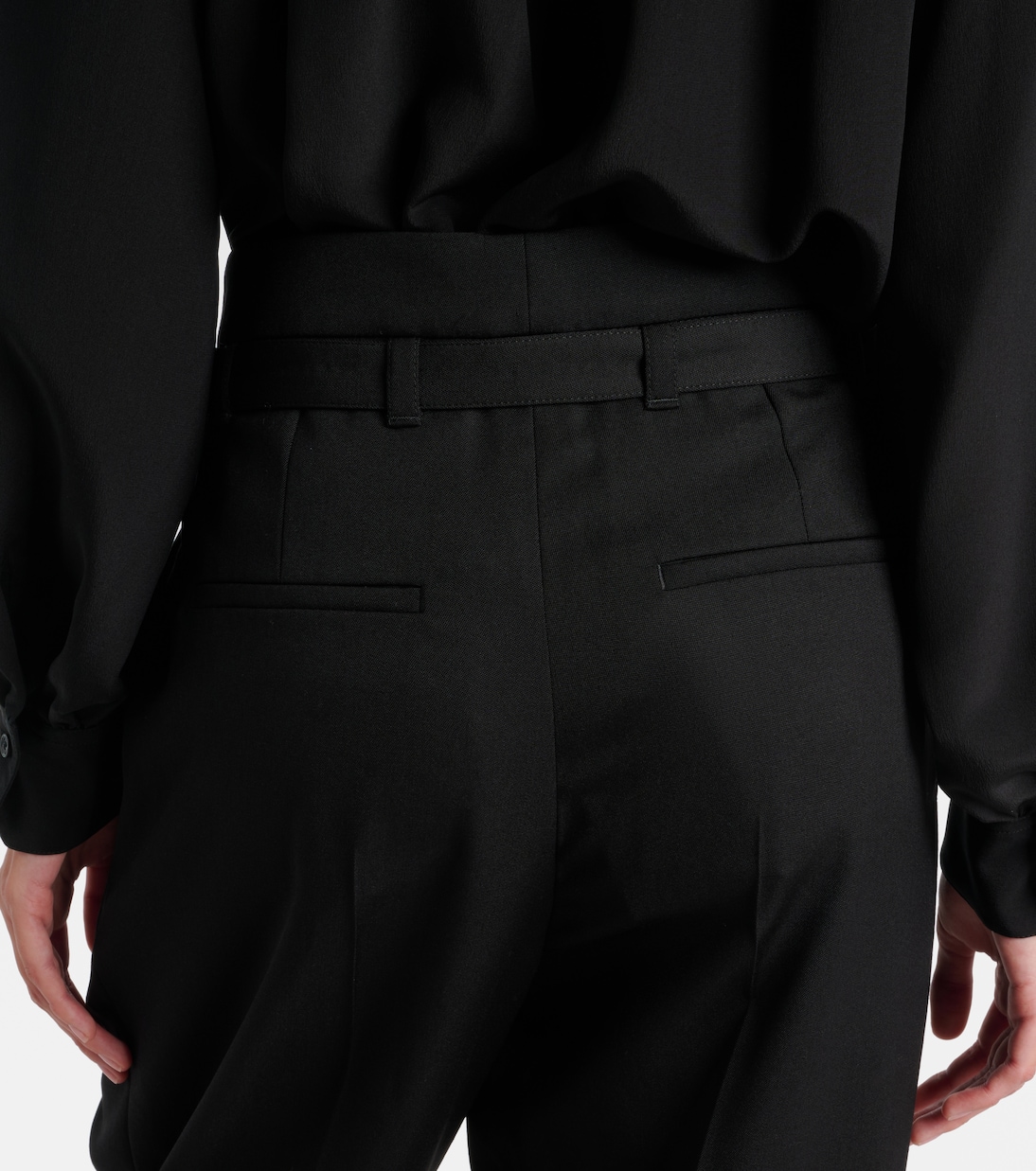 Belted pleated virgin wool tapered pants | Chloé
