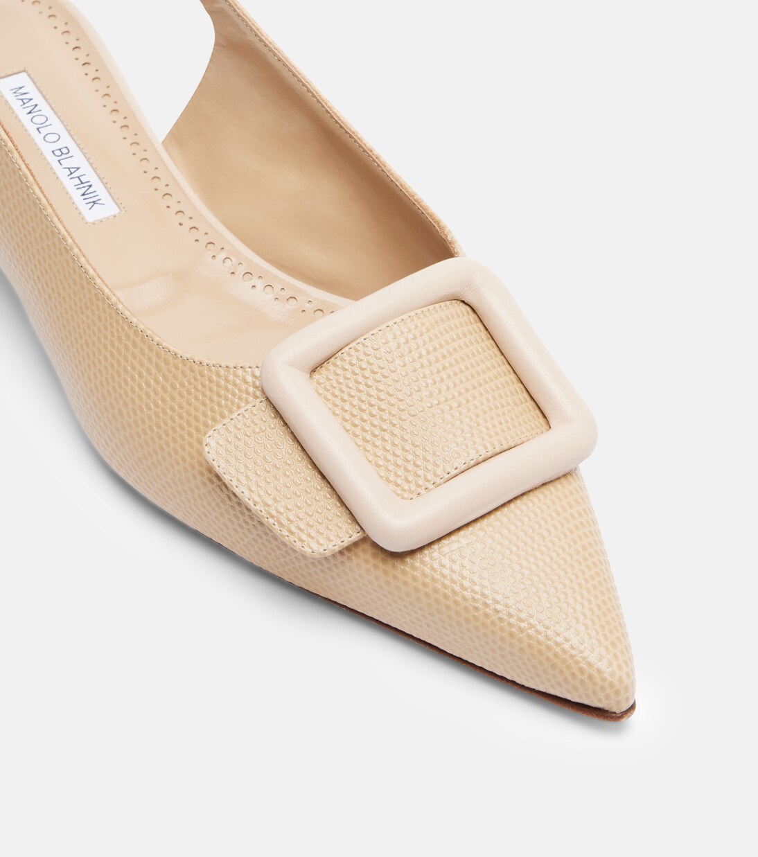 Maylura 크로코 이펙트 레더 슬링백 플랫 슈즈 | Manolo Blahnik