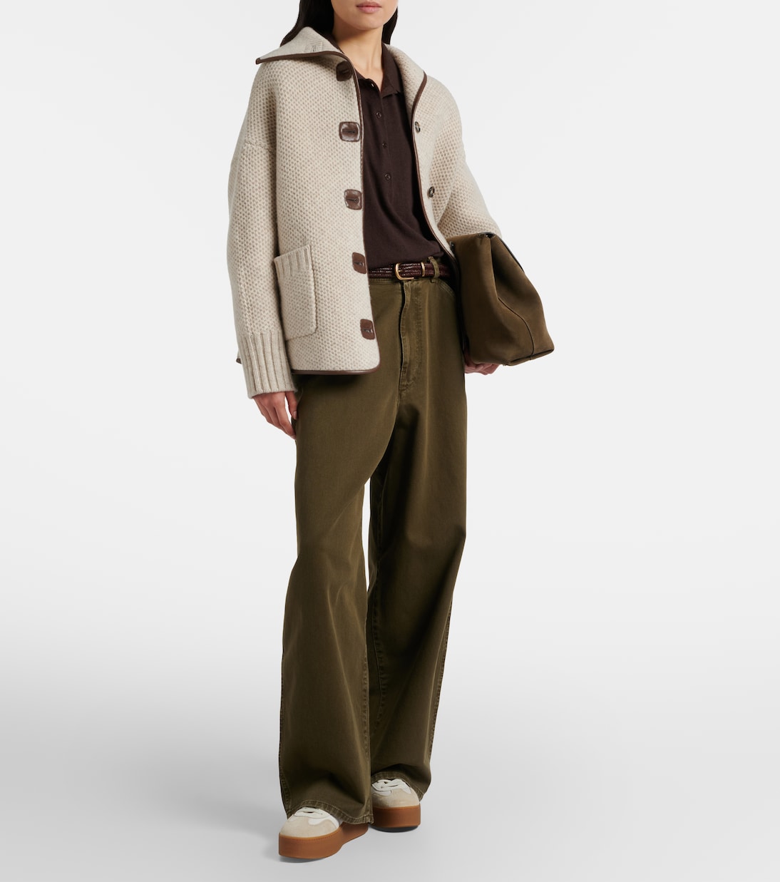 H698 suede-trimmed leather sneakers | Hogan