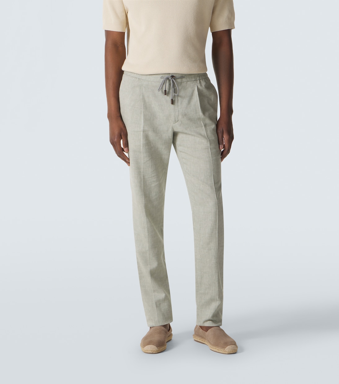 Linen wool and silk tapered pants | Slowear