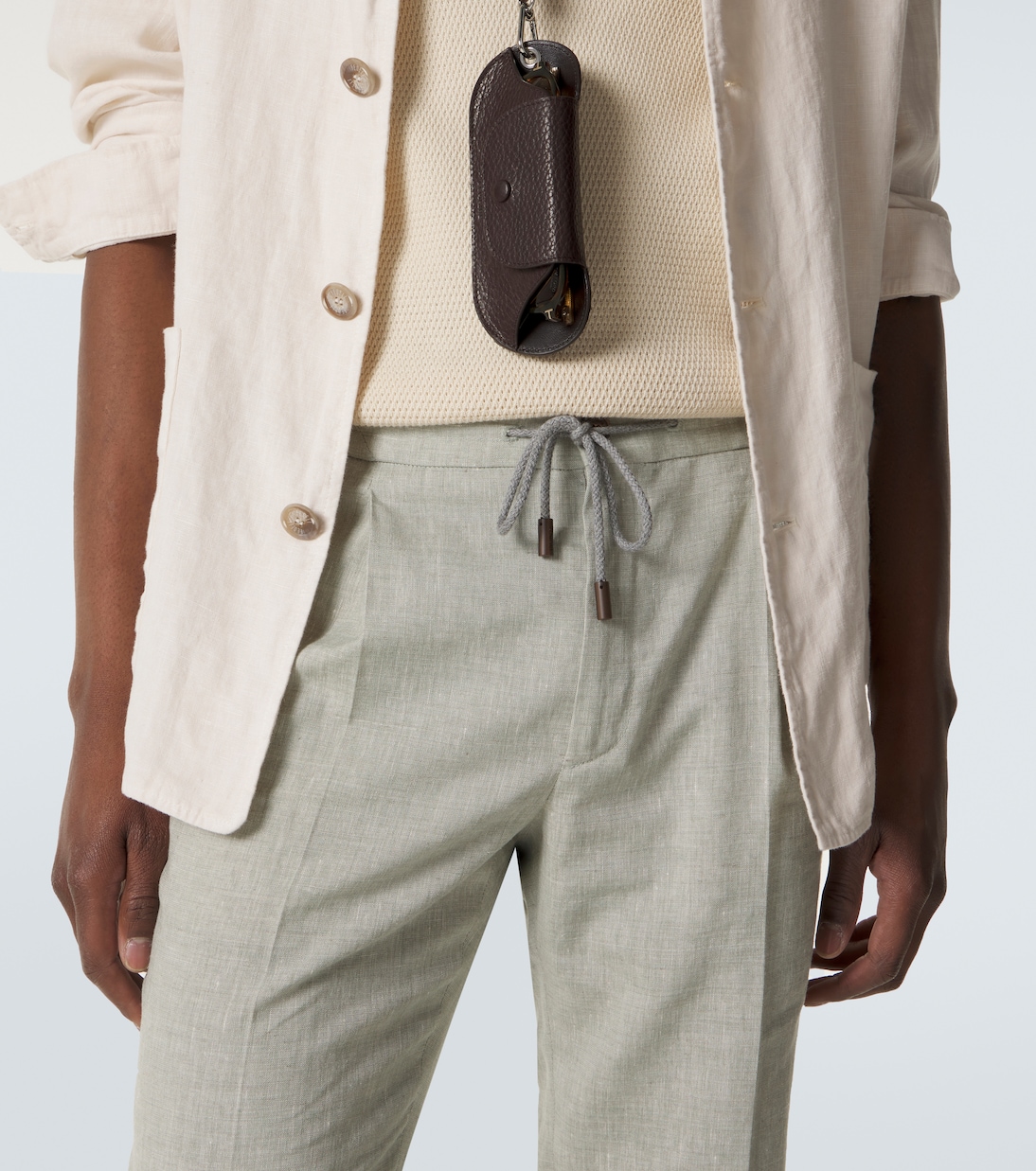 Linen wool and silk tapered pants | Slowear