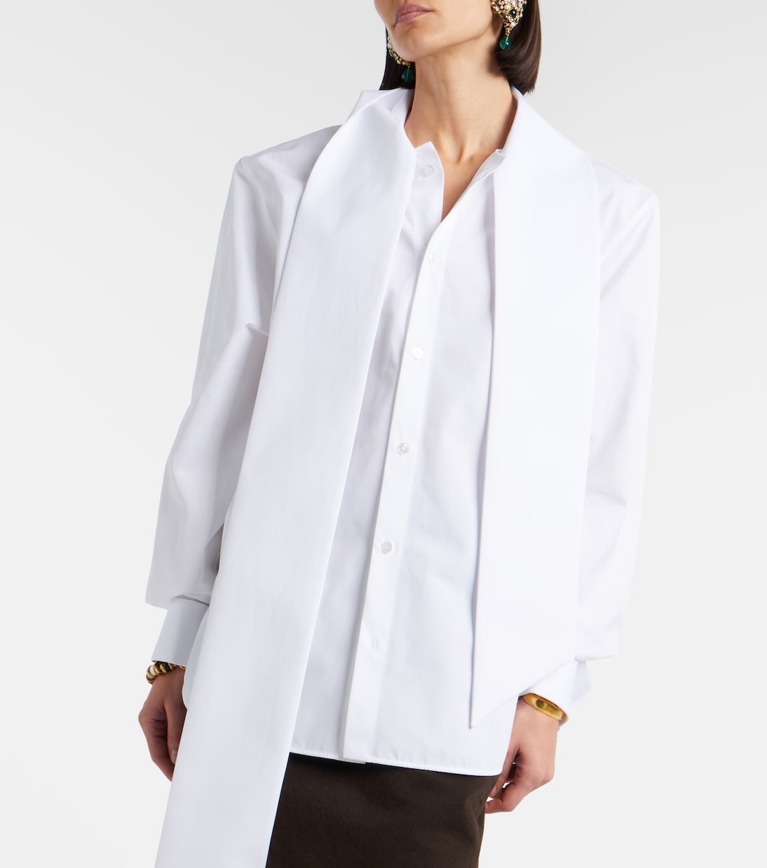 Tie-neck cotton poplin blouse | Saint Laurent