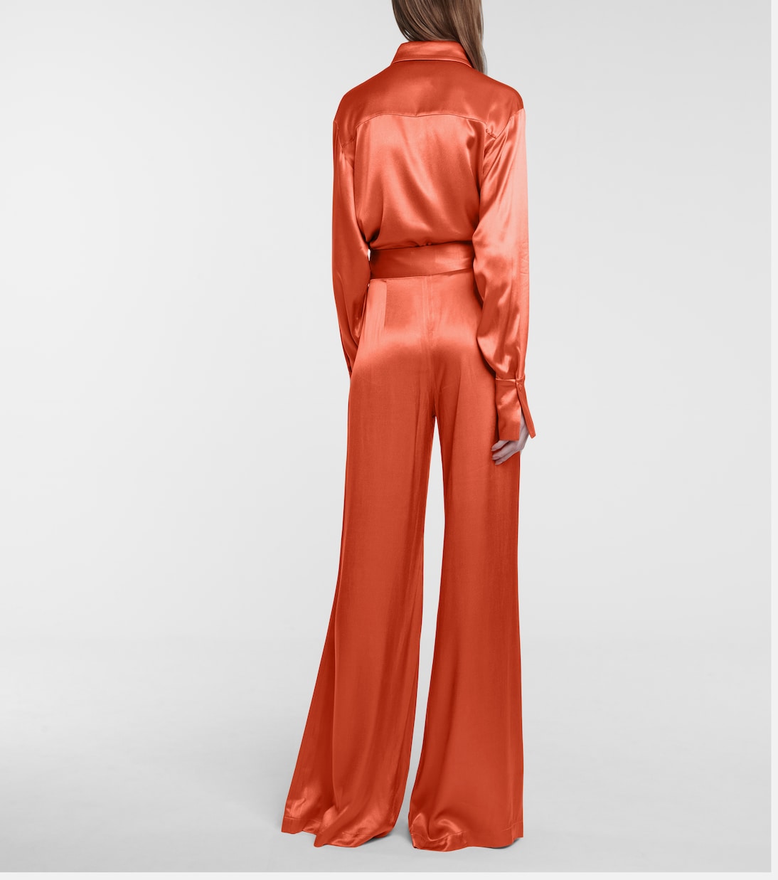 Pantalon ample Lido à taille haute en satin | Galvan