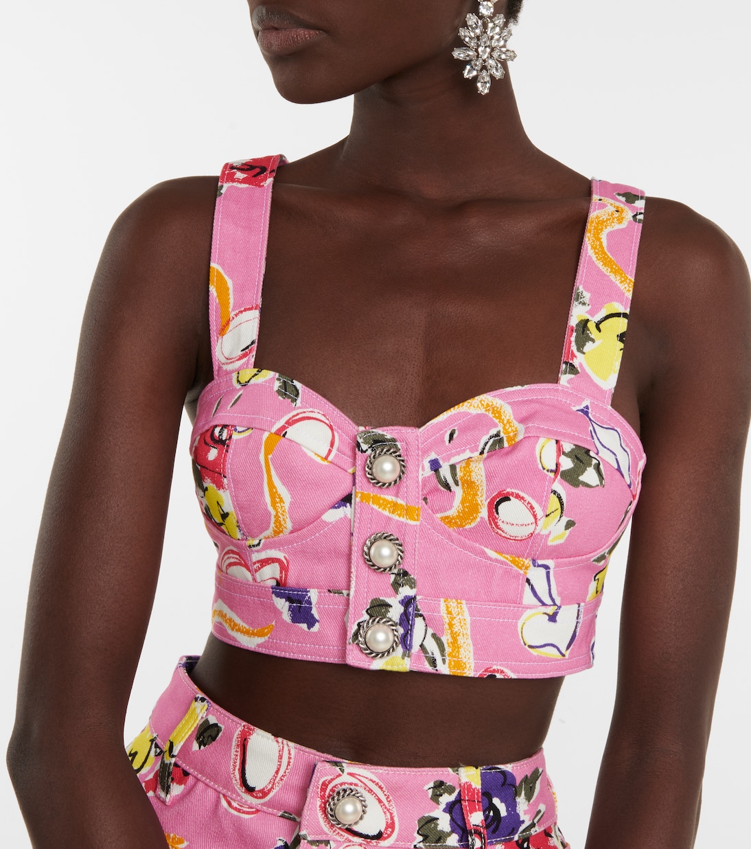 Floral cotton gabardine bralette | Alessandra Rich