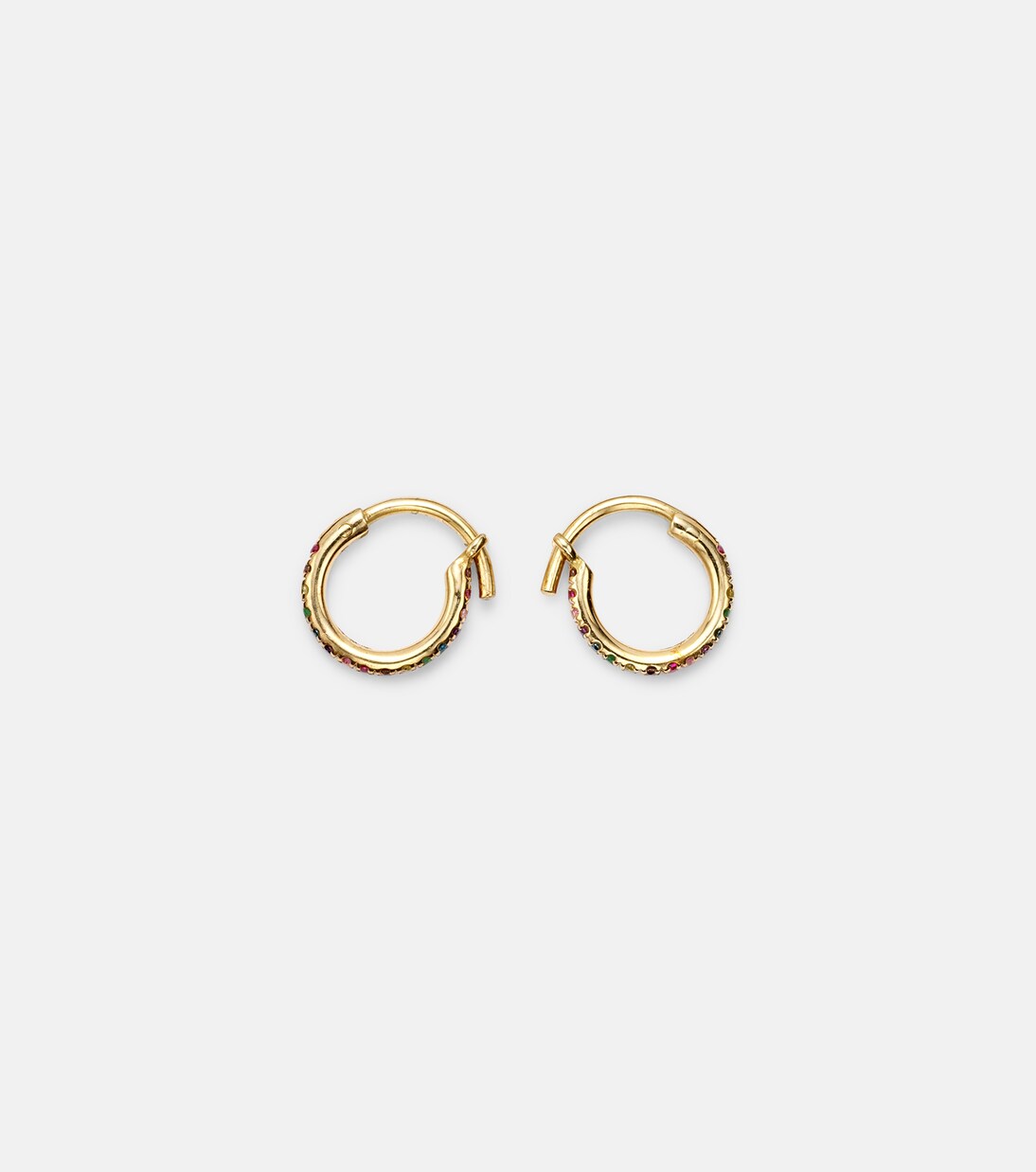 Orecchini cerchio in oro 18kt con diamanti e pietre preziose di Ileana Makri, design moderno per giovani trendy