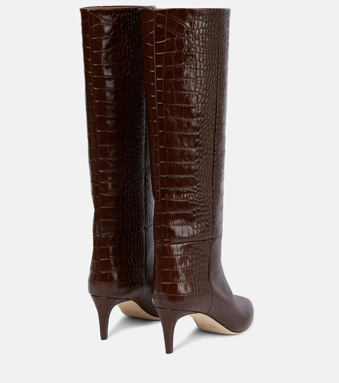Croc-effect leather knee-high boots | Paris Texas