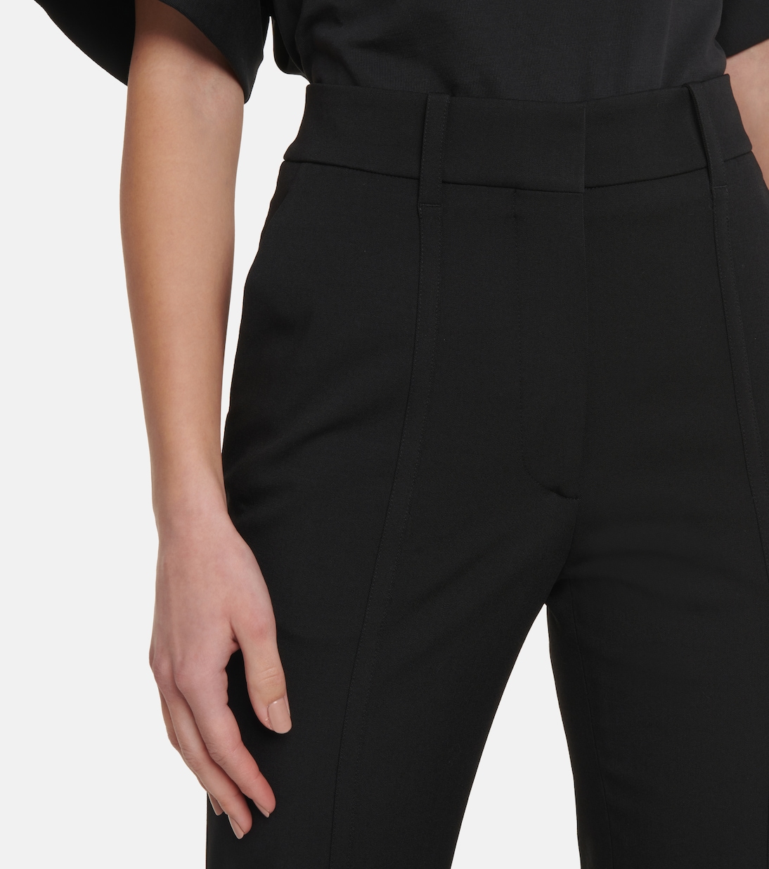 Pantalon droit en laine mélangée à taille haute | Alaïa